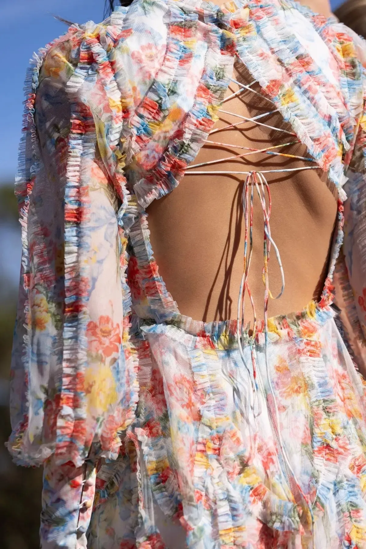 Multicolor Floral A-Line Ruffle Mini Dress sold by Mac Duggal product image thumbnail 5