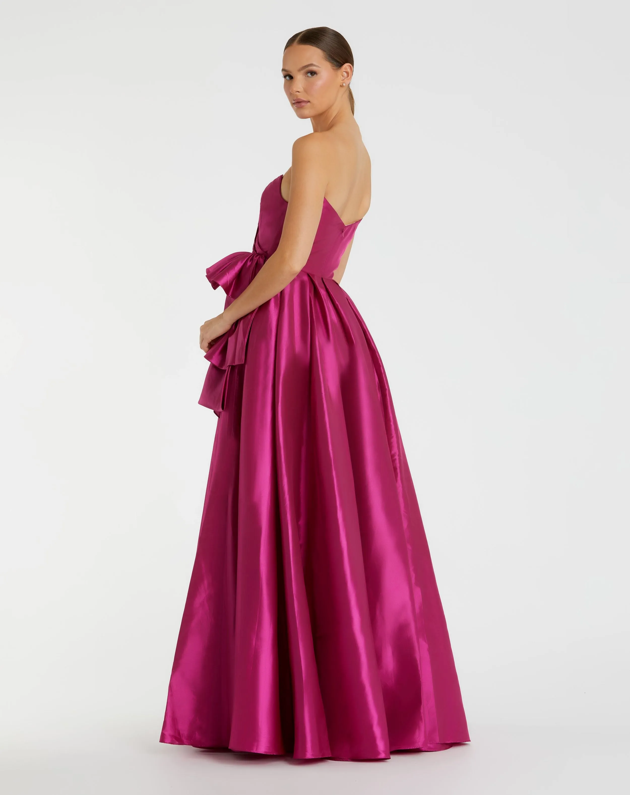 Pink Strapless Taffeta Gown with Ruffles and Slit sold by Mac Duggal product image thumbnail 3