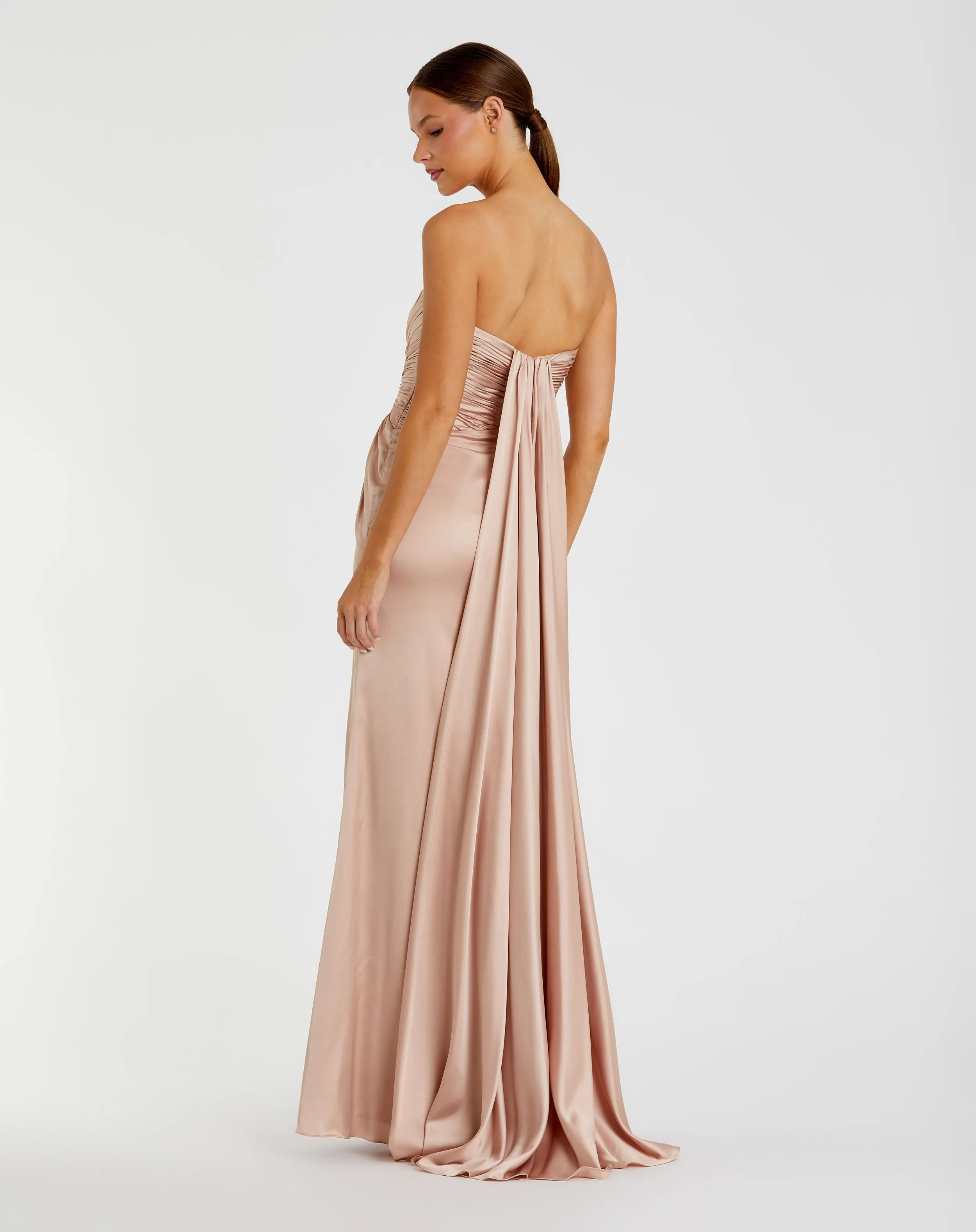 Pink Strapless Charmeuse Wrap Gown With Cutout Detail sold by Mac Duggal product image thumbnail 3