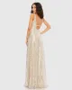 Silver Metallic Plunge Neck Sequined Gown sold by Mac Duggal