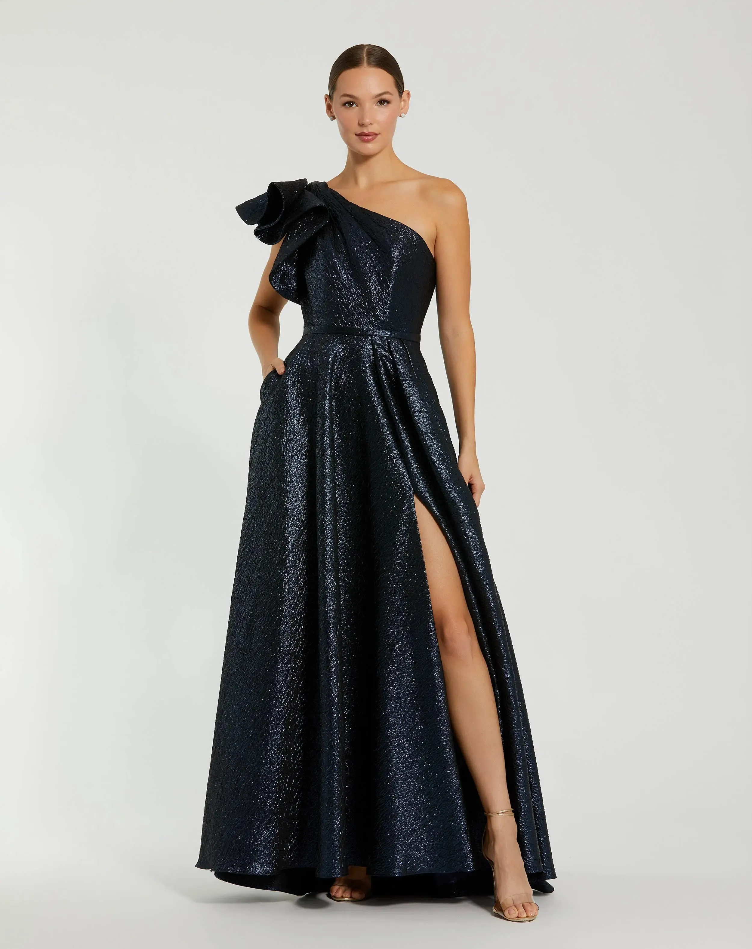 One Shoulder Metallic Ballgown sold by Mac Duggal product image thumbnail 2