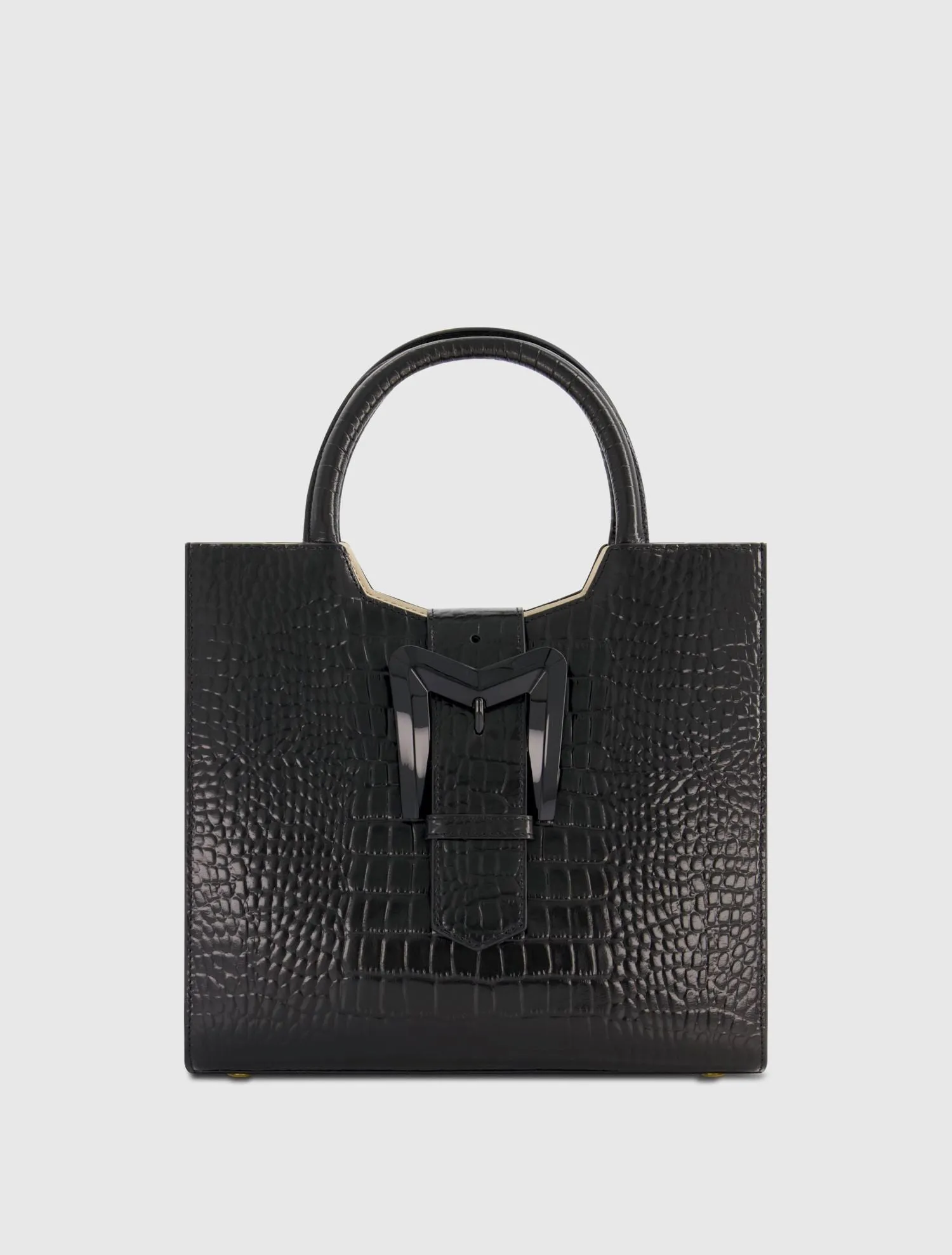 Buckled Medium Croco Leather Tote Bag with Detachable Strap sold by Mac Duggal product image thumbnail 2