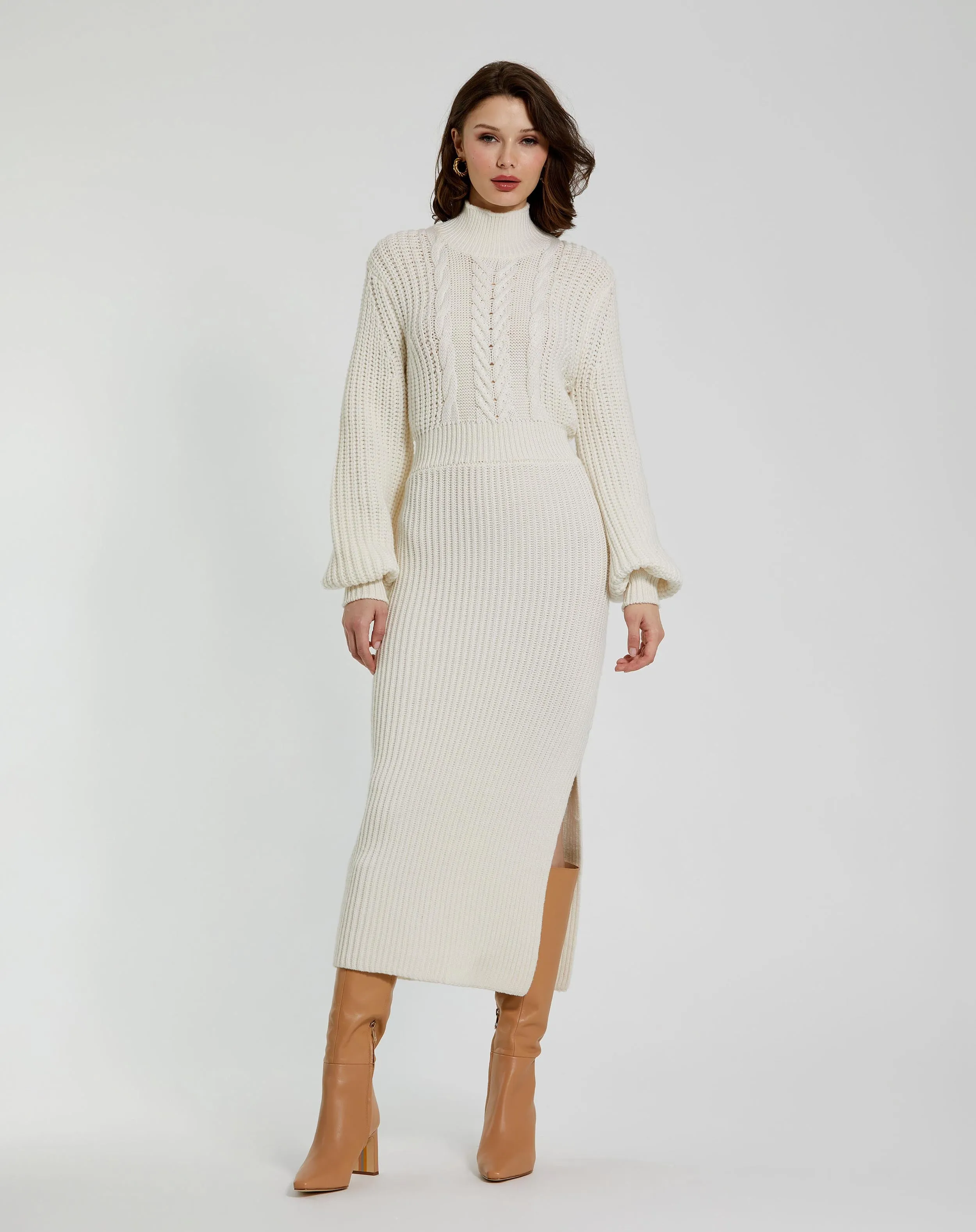 Long Sleeve Turtle Neck Knit Midi Dress sold by Mac Duggal