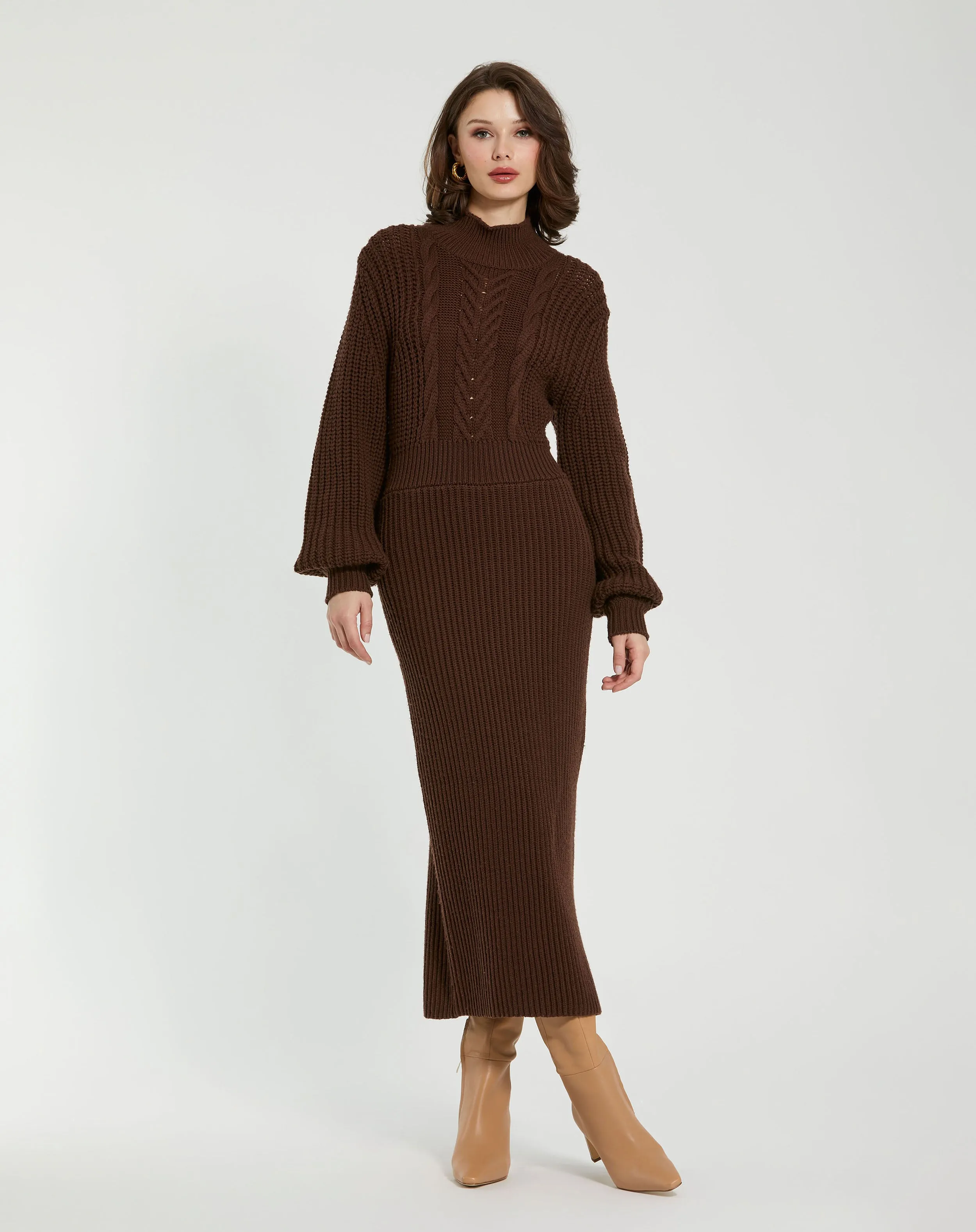 Long Sleeve Turtle Neck Knit Midi Dress sold by Mac Duggal product image thumbnail 2