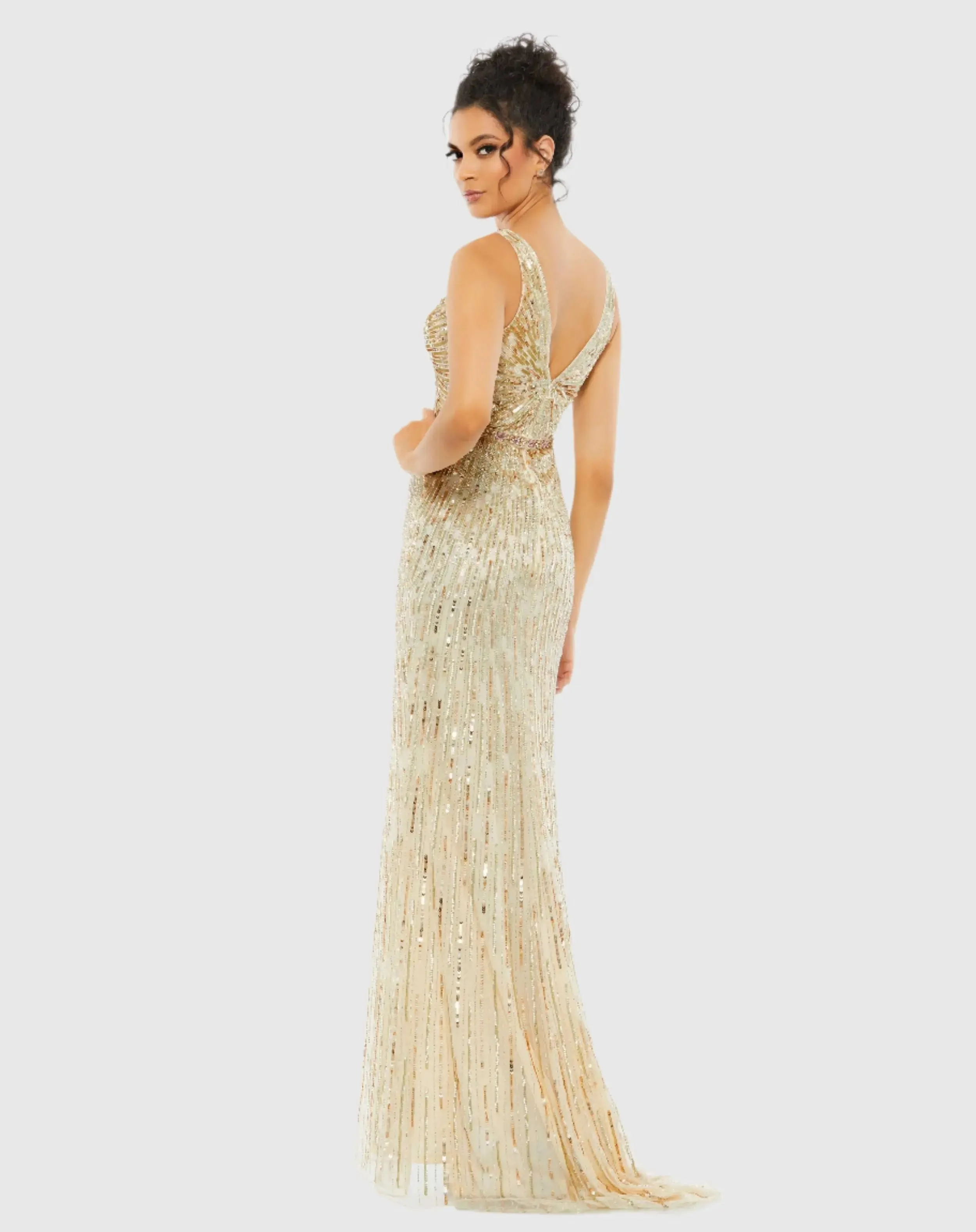 Gold Sequin Embellished Sleeveless Evening Gown sold by Mac Duggal product image thumbnail 3