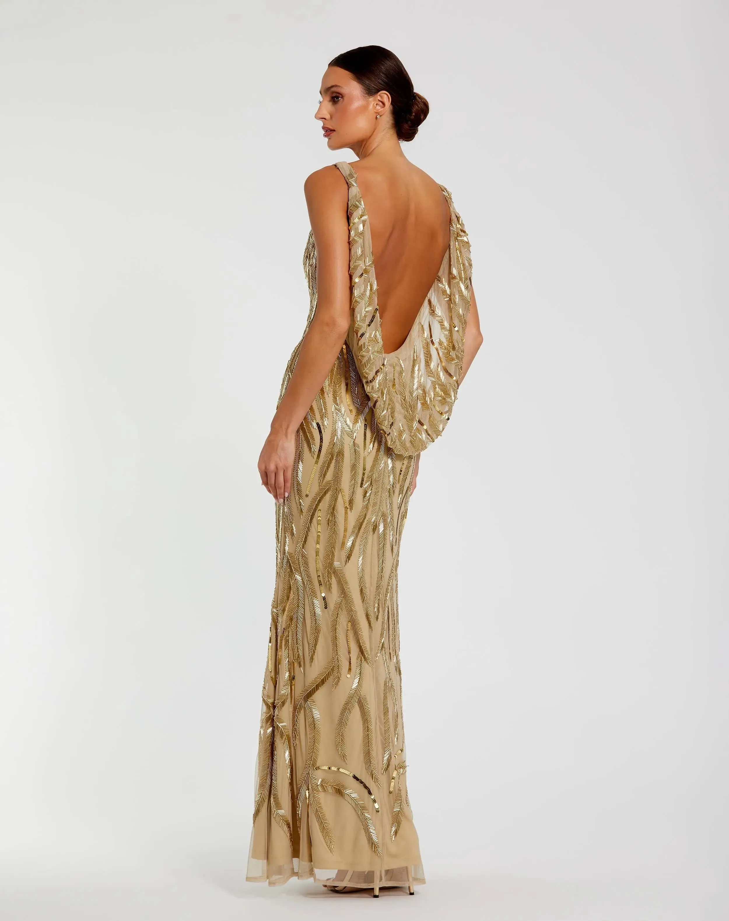 Gold High Neck Sleeveless Embellished Gown sold by Mac Duggal product image thumbnail 3