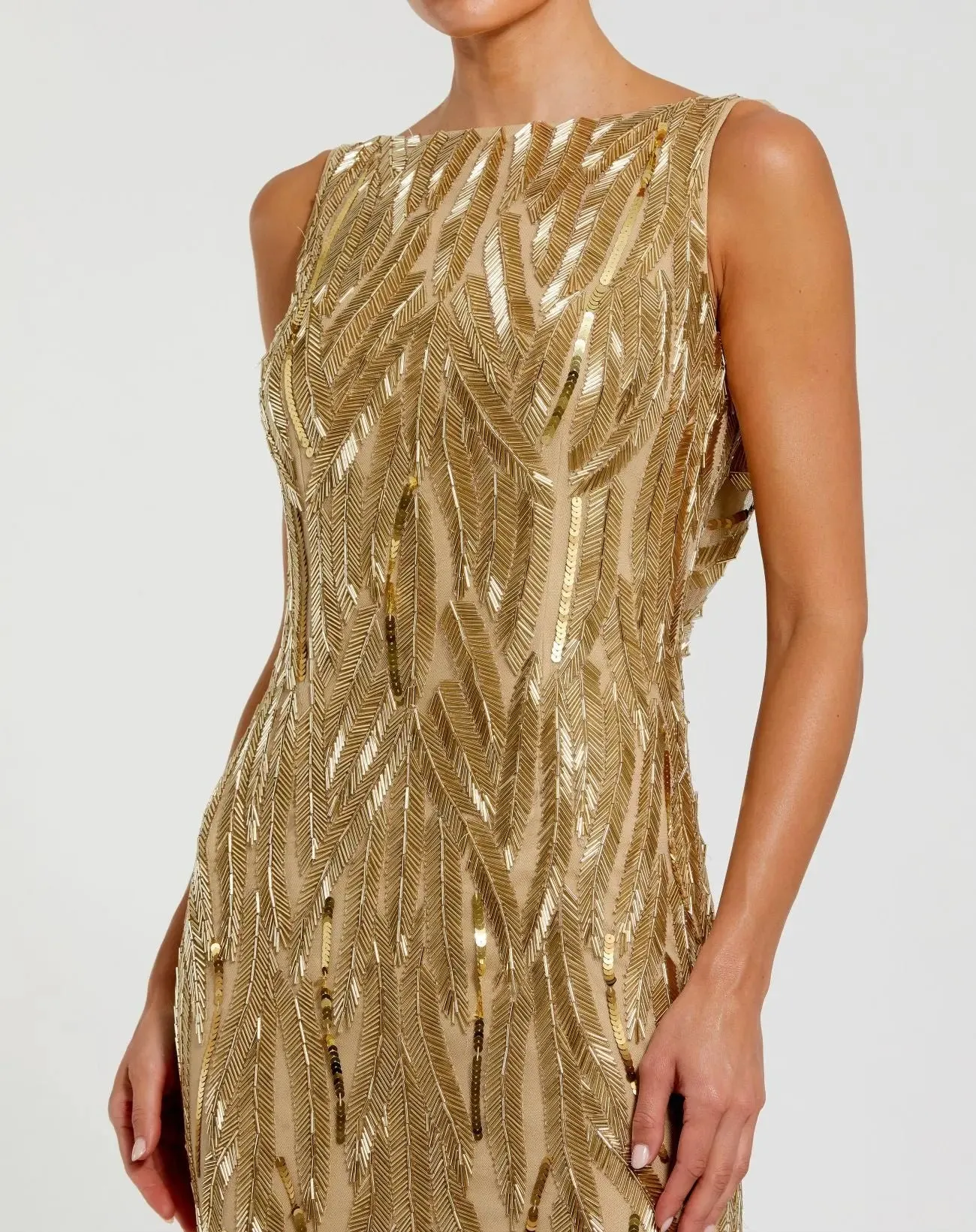 Gold High Neck Sleeveless Embellished Gown sold by Mac Duggal product image thumbnail 2
