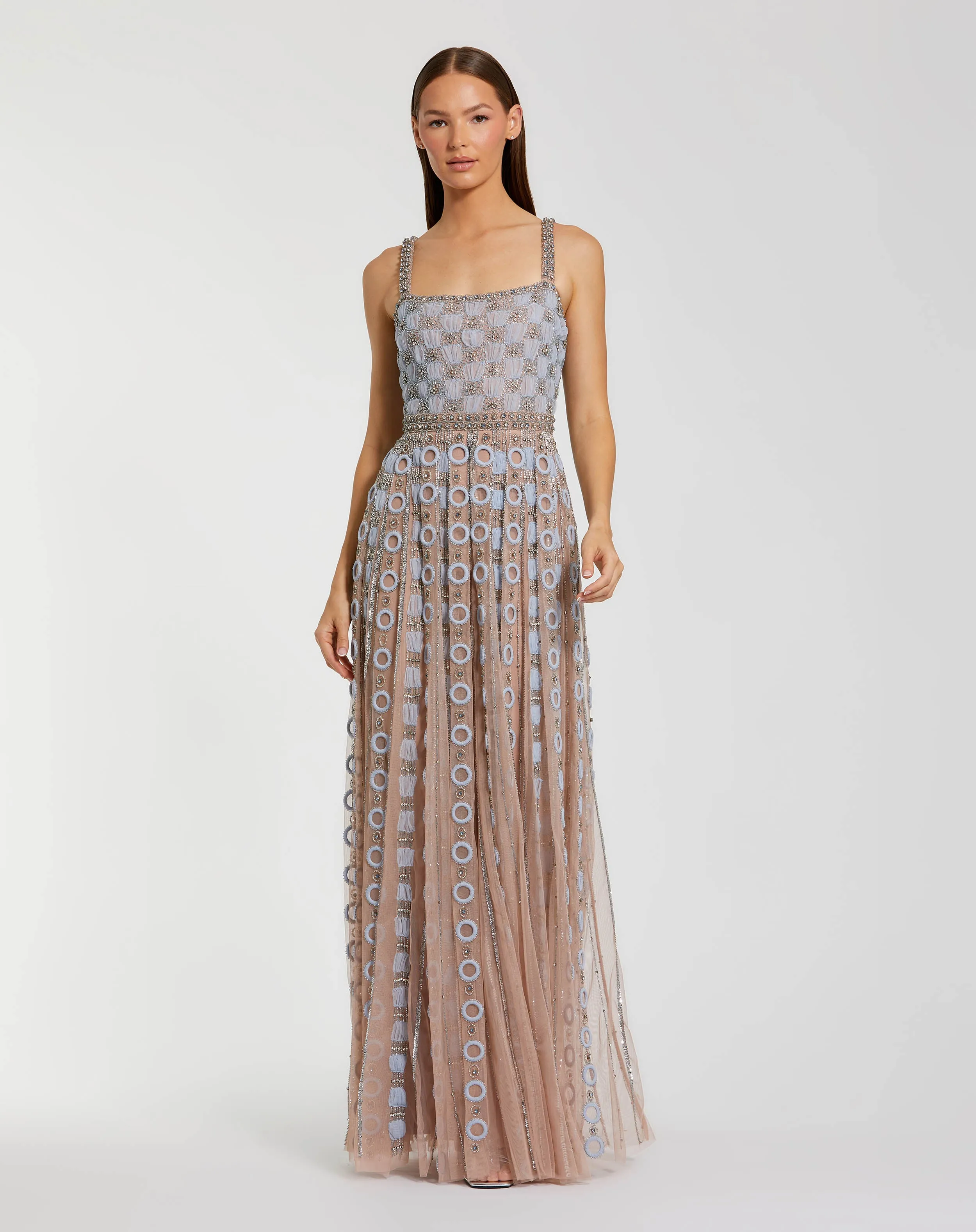 Light Blue Sleeveless Embellished A-line Gown sold by Mac Duggal