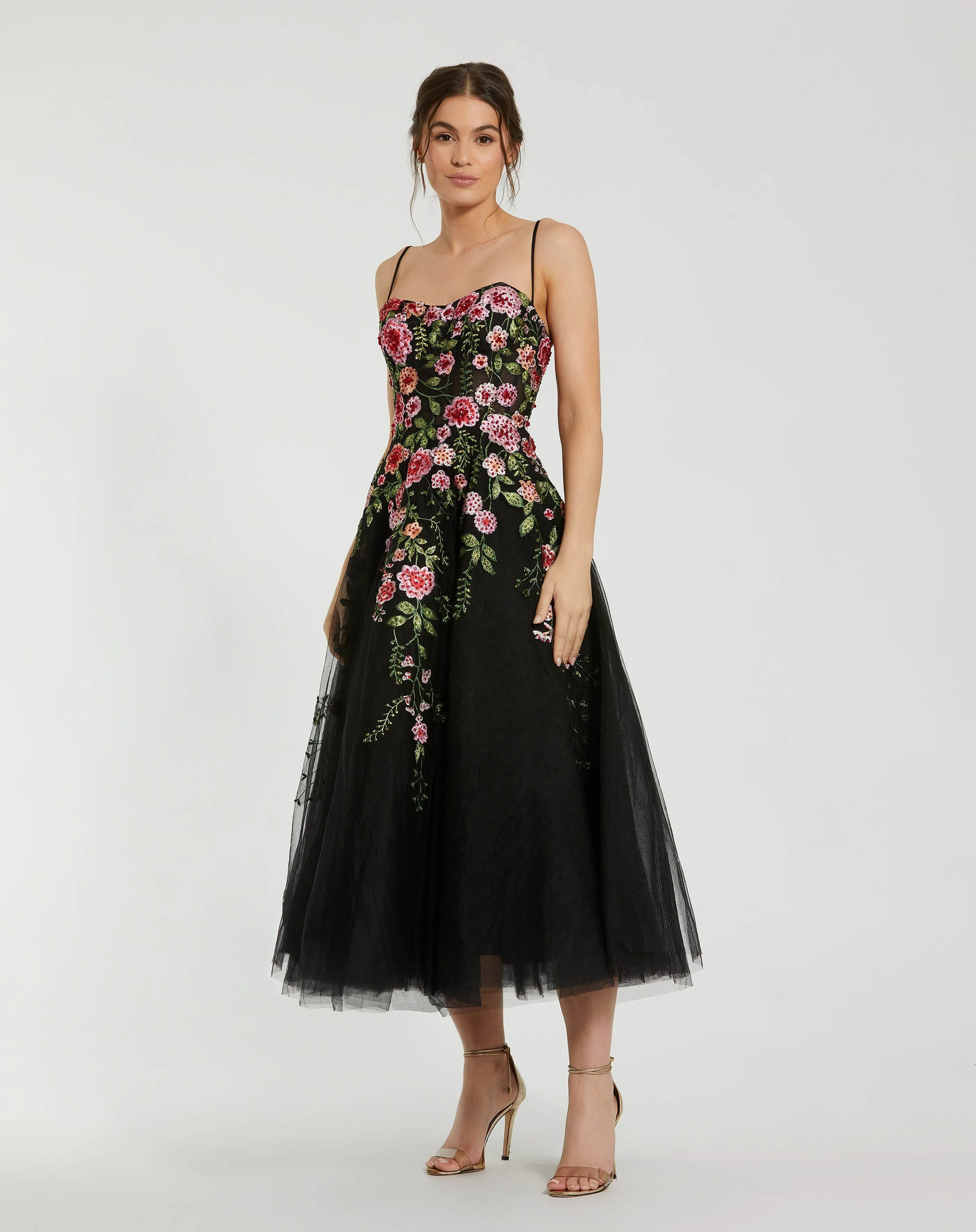 Slim Strap Sheer Bustier Embroidered Dress sold by Mac Duggal