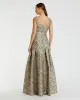 Gold Metallic Jacquard Gown with Square Neckline and Box Pleats sold by Mac Duggal