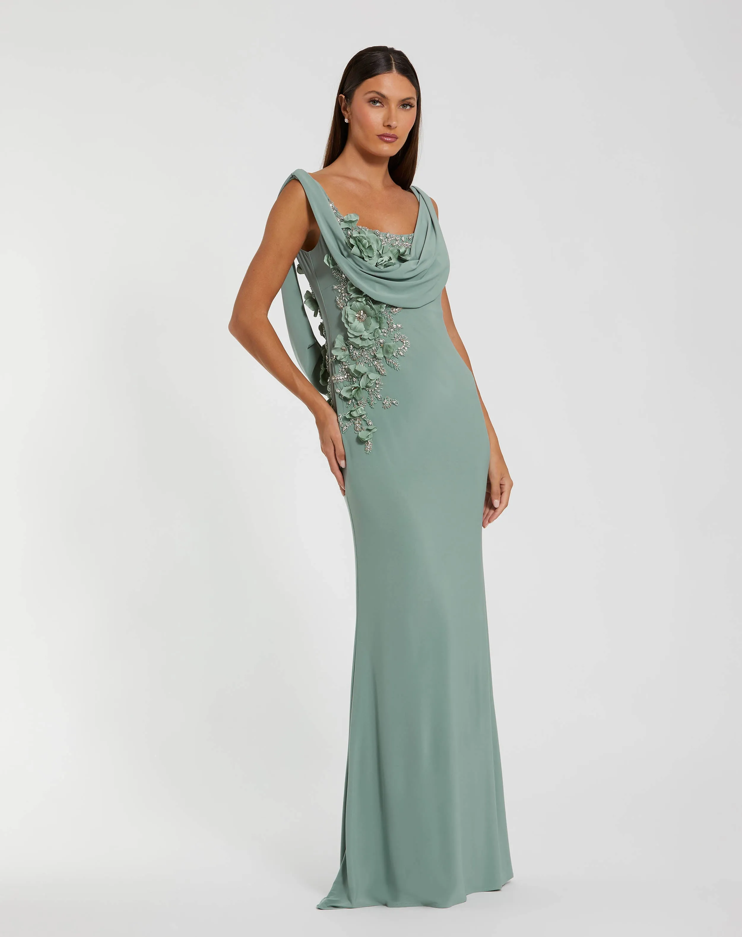 Sleeveless Jersey Cowl Neck Gown With Beading sold by Mac Duggal product image thumbnail 2