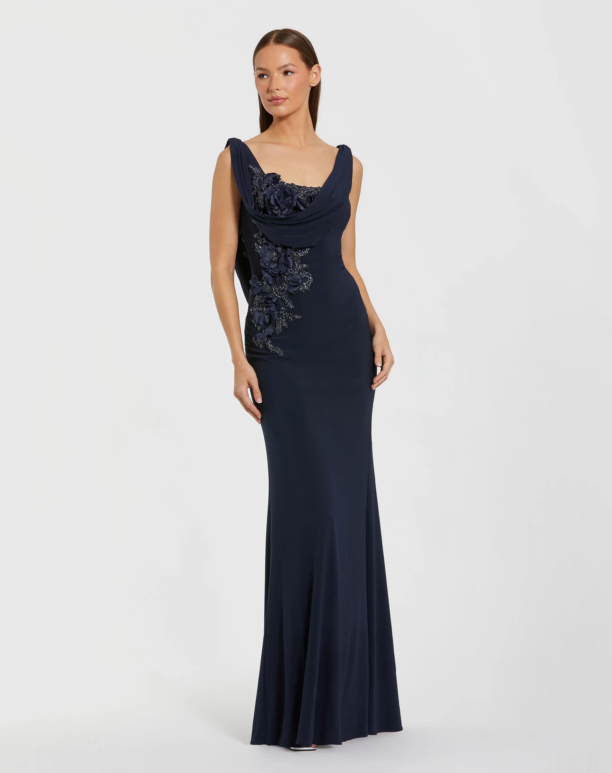 Sleeveless Jersey Cowl Neck Gown With Beading sold by Mac Duggal product image thumbnail 3