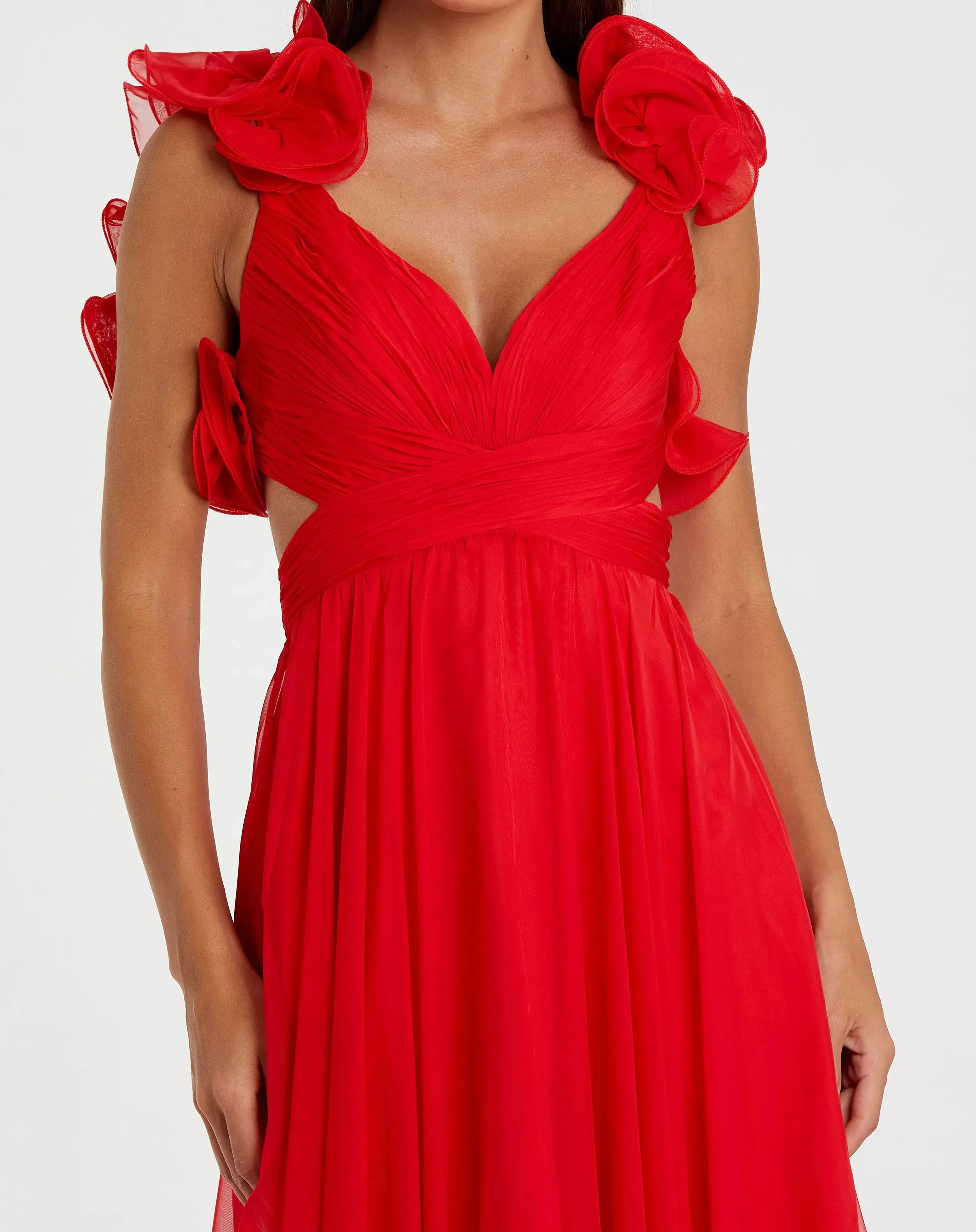 Red Ruffle Tiered Cut-Out Chiffon Gown - FINAL SALE sold by Mac Duggal product image thumbnail 2