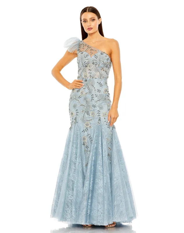 One Shoulder Embellished Mermaid Gown | One of a Kind | Sz. 2 sold by Mac Duggal