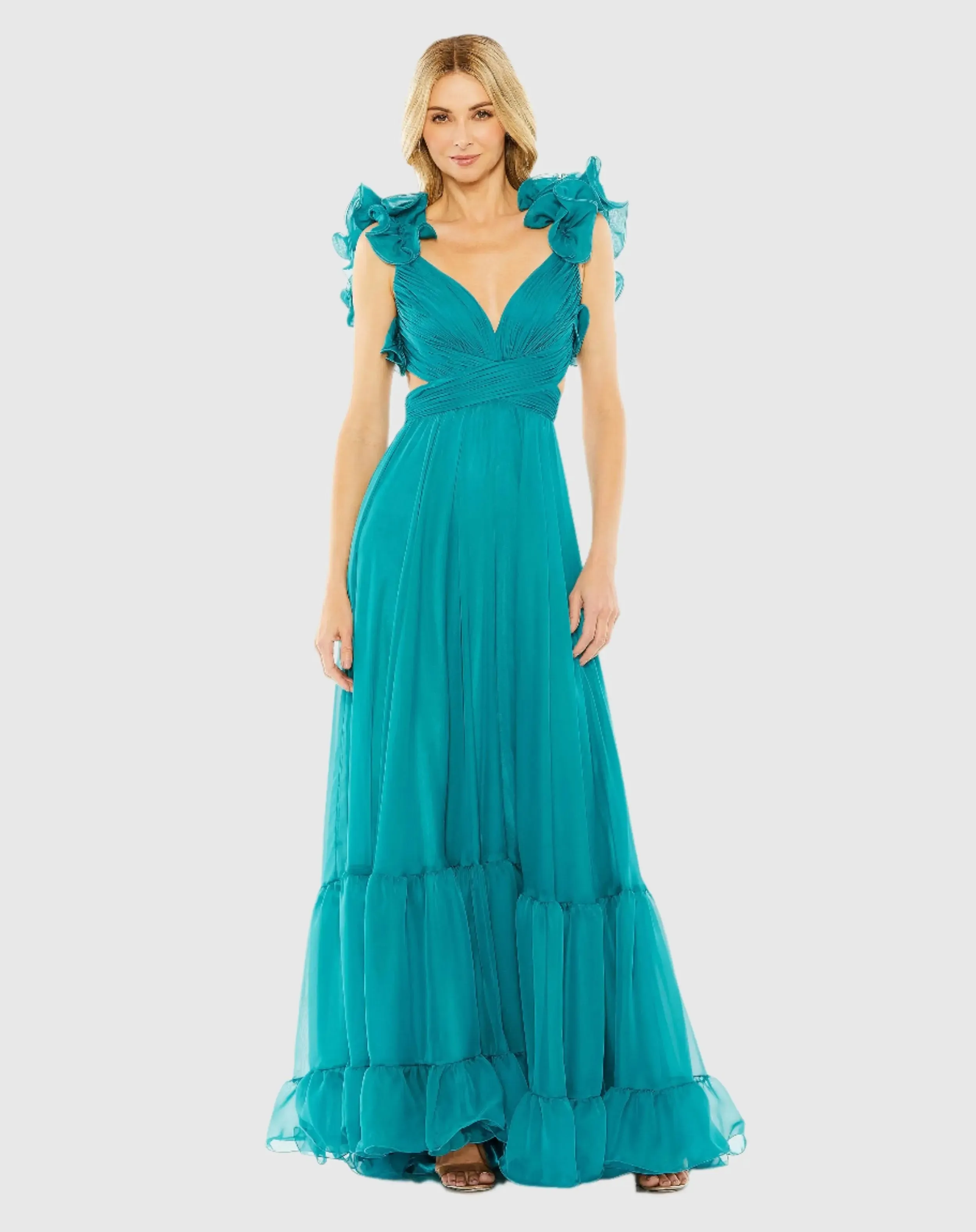 Ruffle Tiered Cut-Out Chiffon Gown sold by Mac Duggal product image thumbnail 3