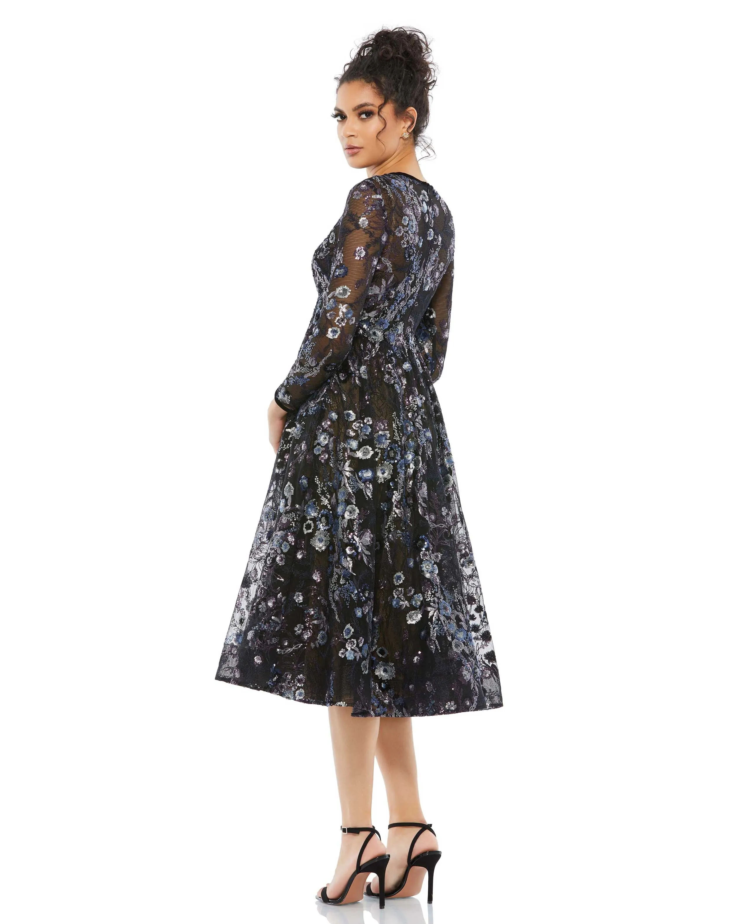Embellished Illusion Long Sleeve Midi Dress - Final Sale sold by Mac Duggal product image thumbnail 3