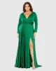 Long Sleeve V Neck A Line Gown (Plus) sold by Mac Duggal