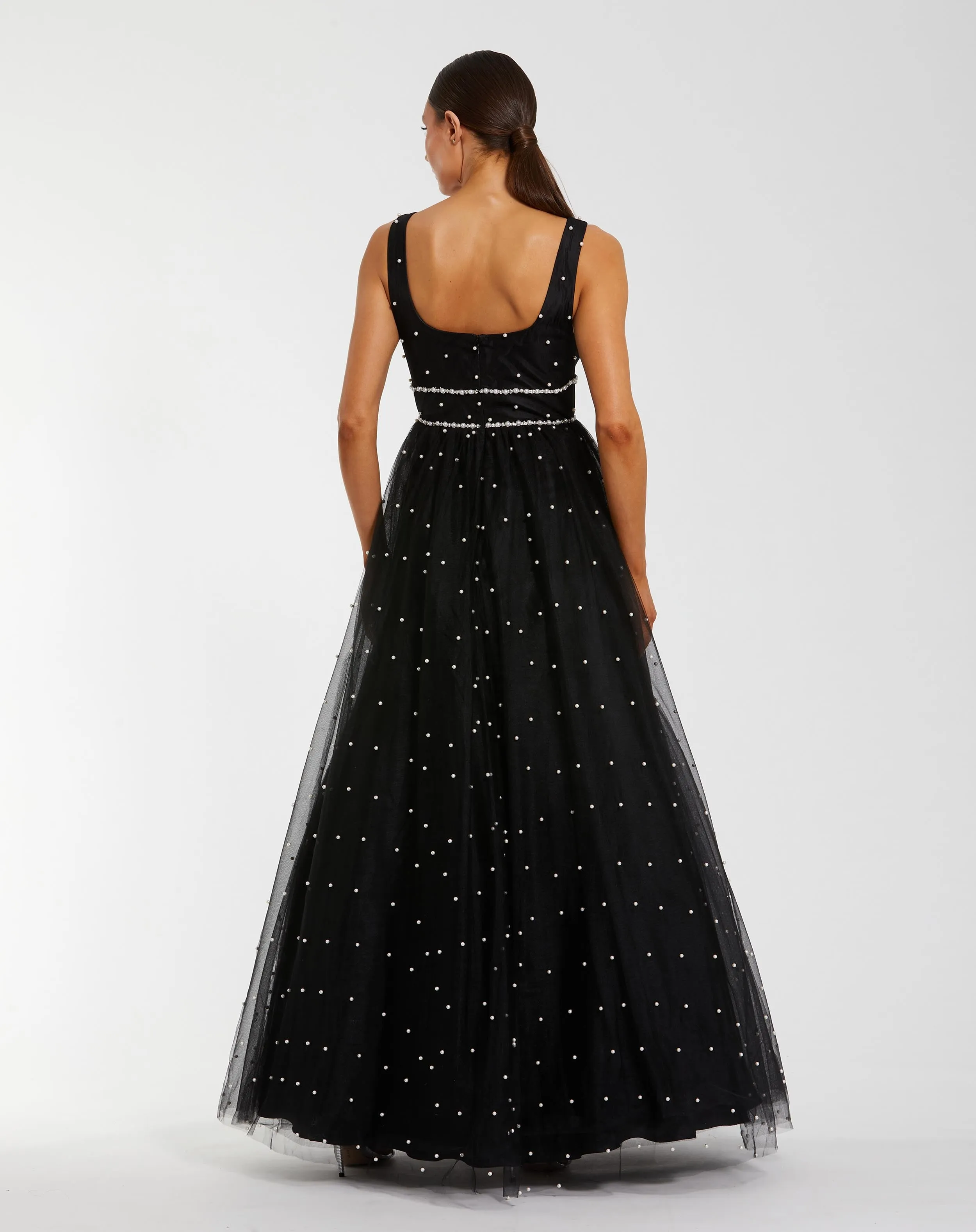 Black Pearl Embellished Tulle Sleeveless Ball Gown sold by Mac Duggal product image thumbnail 3