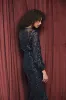 Navy Sequin Long Sleeve Blouson Evening Gown sold by Mac Duggal