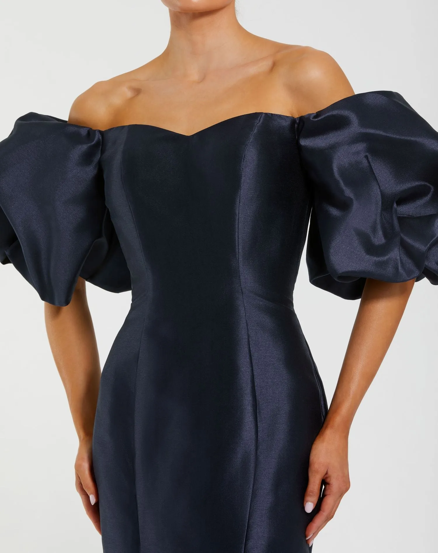 Navy Sweetheart Off The Shoulder Puff Sleeve Gown sold by Mac Duggal product image thumbnail 2