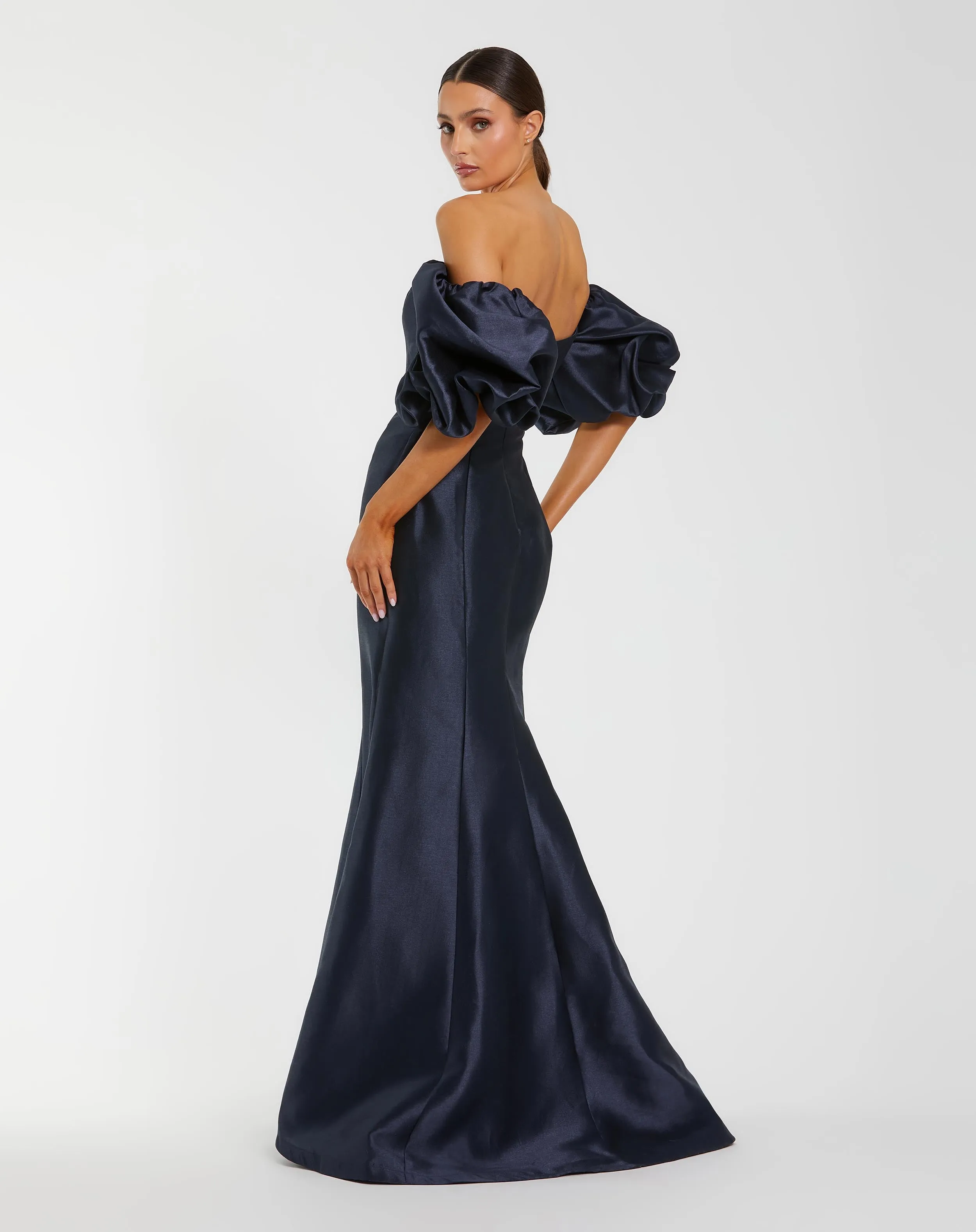 Navy Sweetheart Off The Shoulder Puff Sleeve Gown sold by Mac Duggal product image thumbnail 3