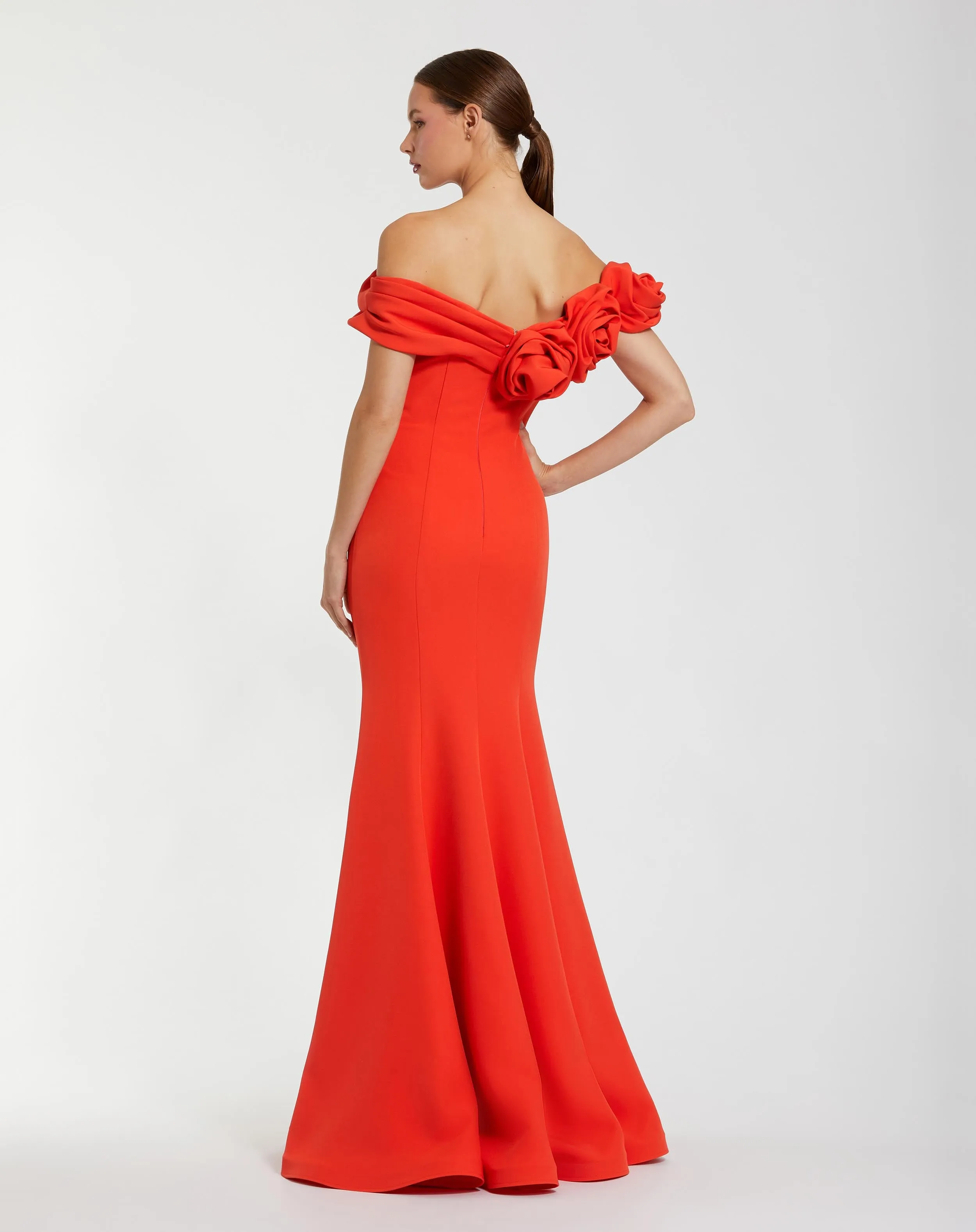 Orange Off The Shoulder Crepe Mermaid Gown sold by Mac Duggal product image thumbnail 3