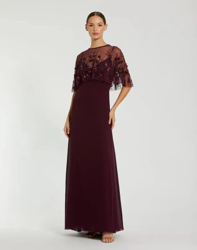 Sleeveless Gown With Embellished Cape sold by Mac Duggal