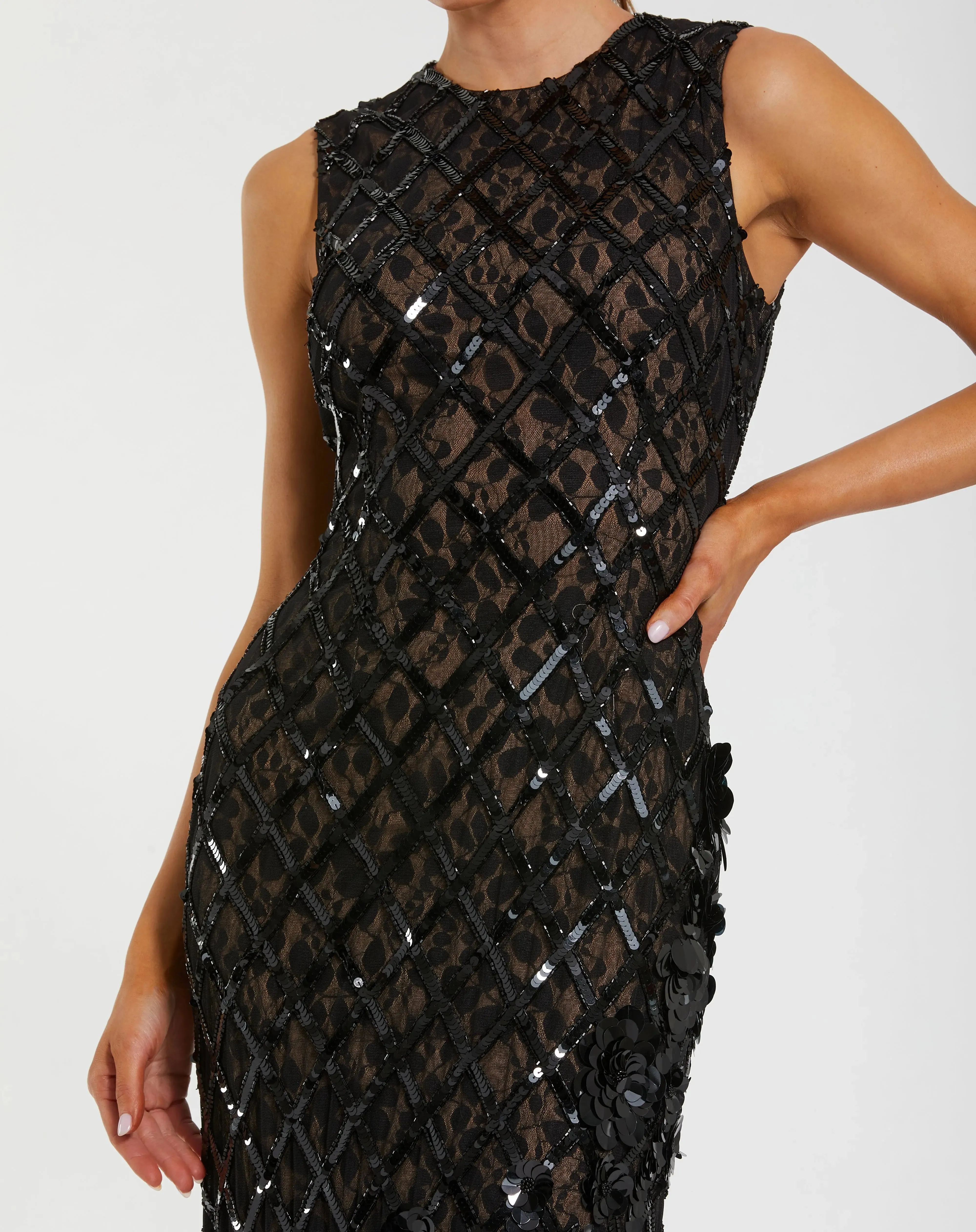 Black Embellished Sleeveless Mermaid Gown sold by Mac Duggal product image thumbnail 2