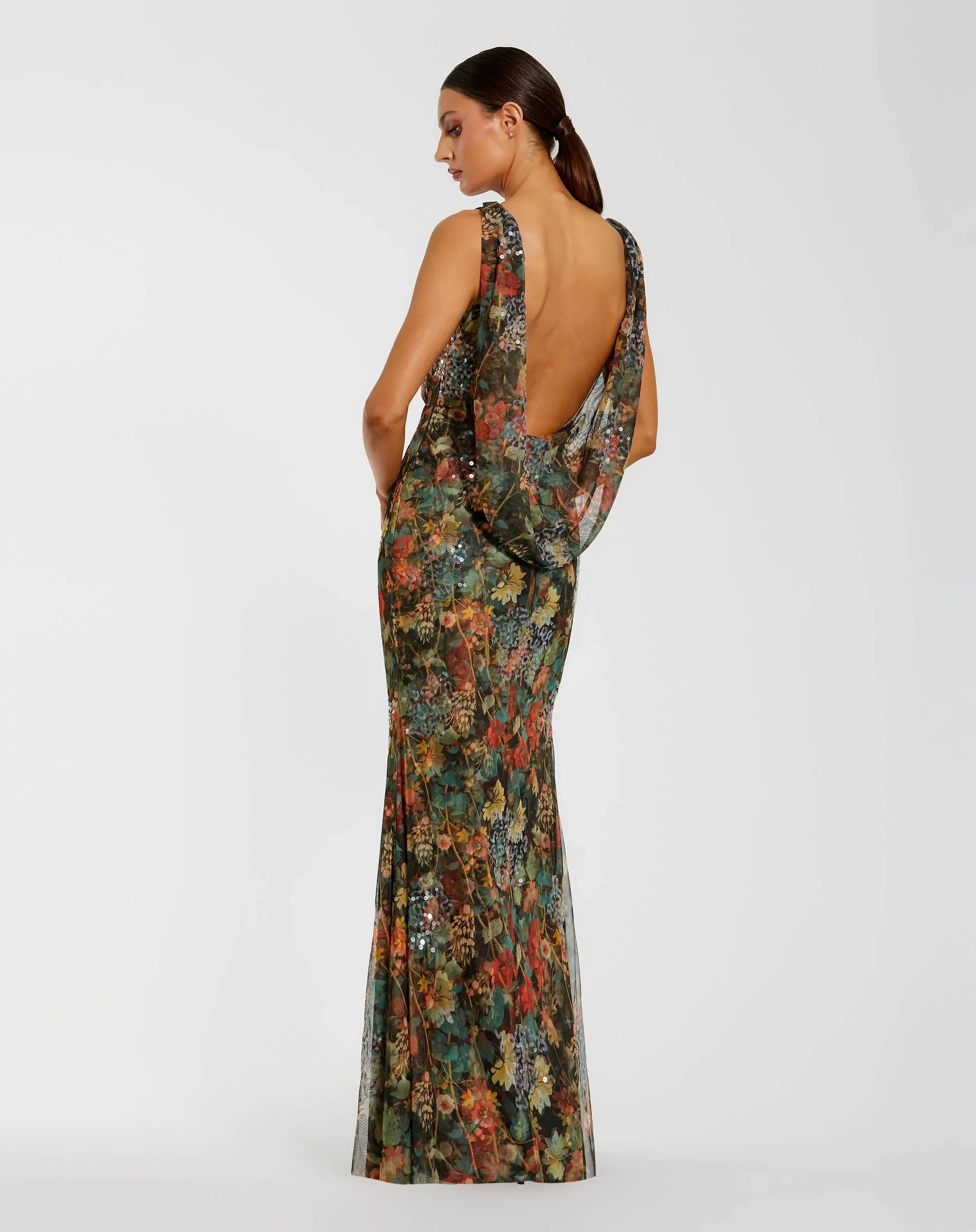 Multicolor Floral Embellished Column Gown sold by Mac Duggal product image thumbnail 3