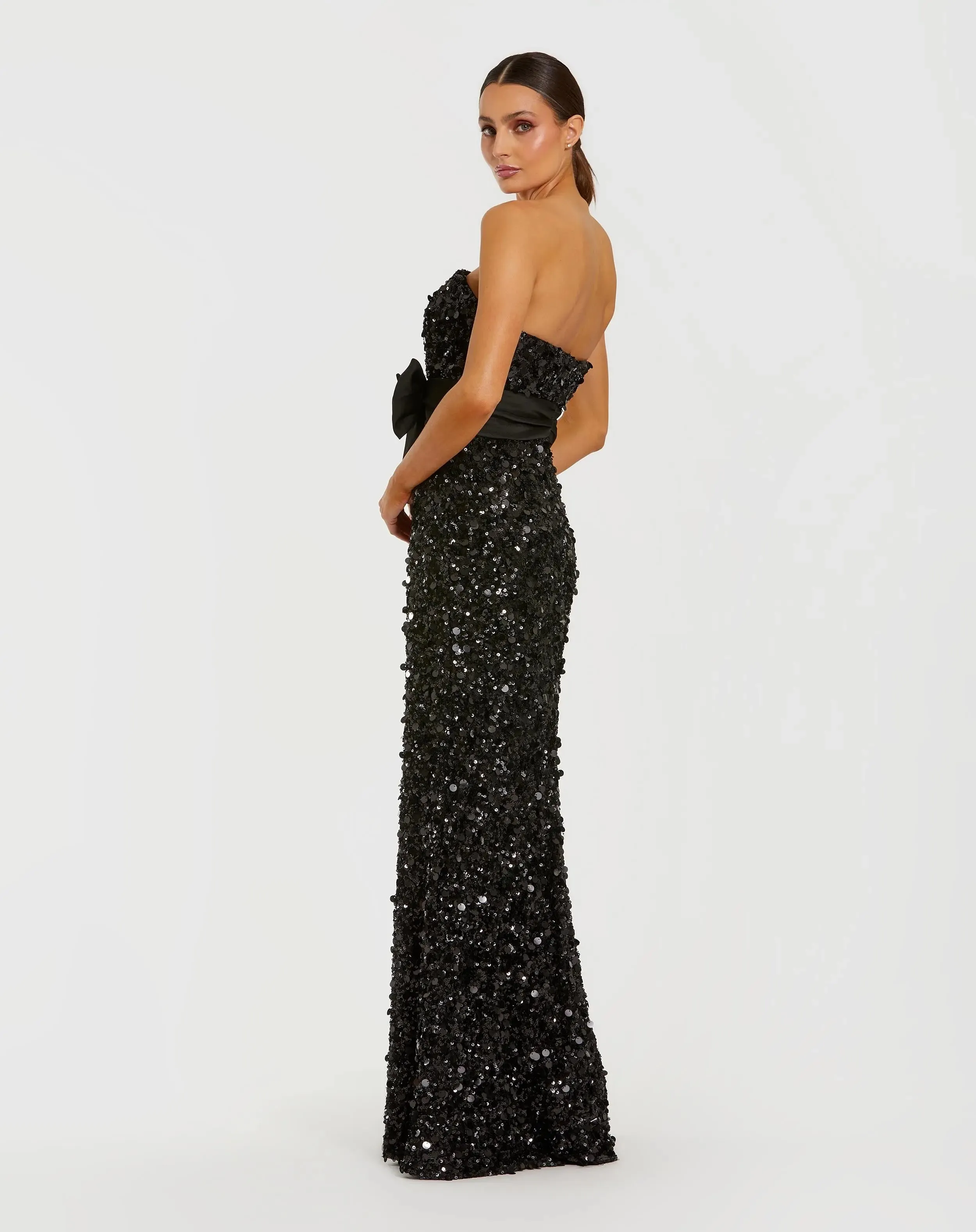 Black Strapless Sequin Evening Gown With Bow sold by Mac Duggal product image thumbnail 3