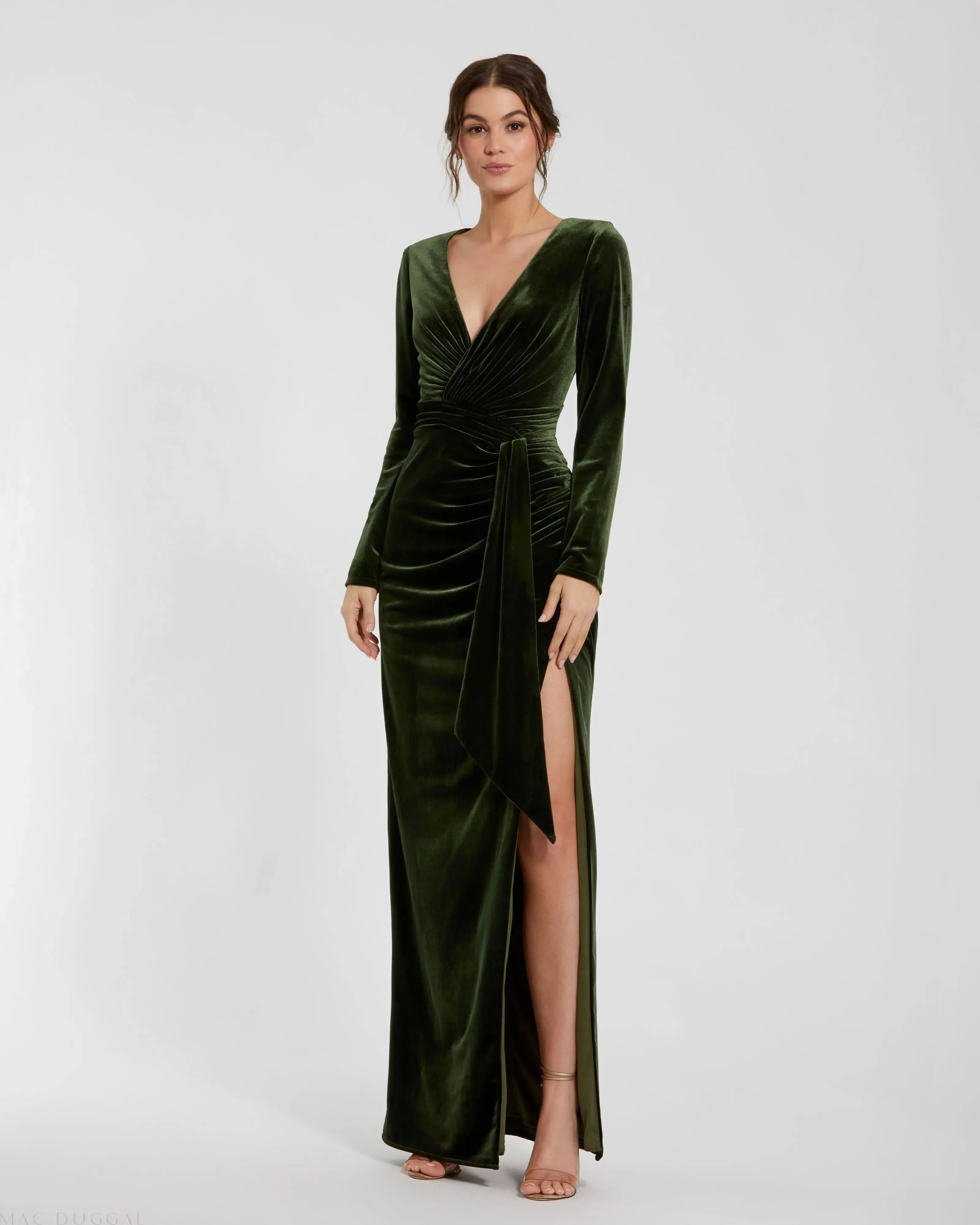 Ruched Velvet Column Evening Gown sold by Mac Duggal product image thumbnail 2