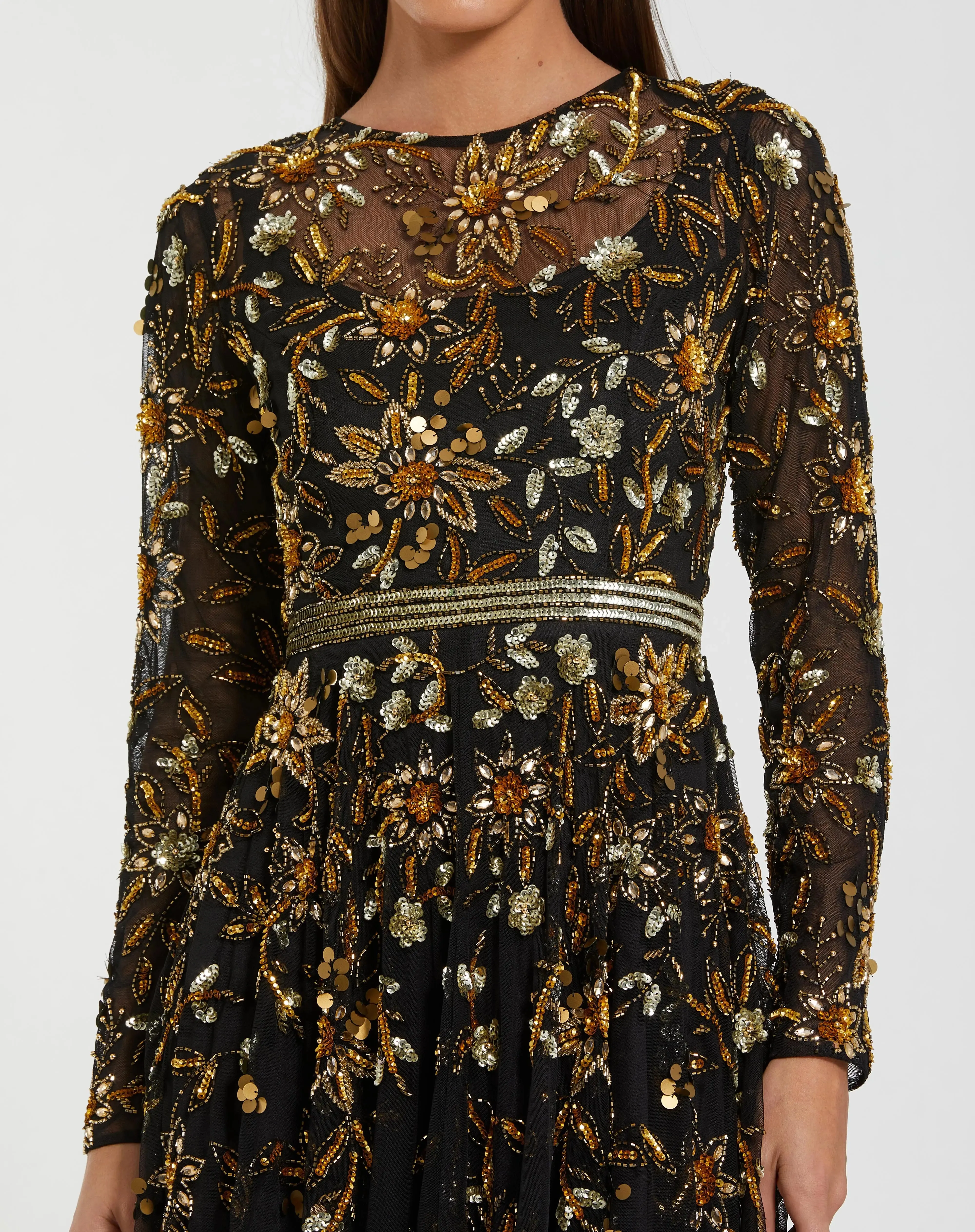 Black Hand Embellished Long Sleeve A Line Gown sold by Mac Duggal product image thumbnail 2