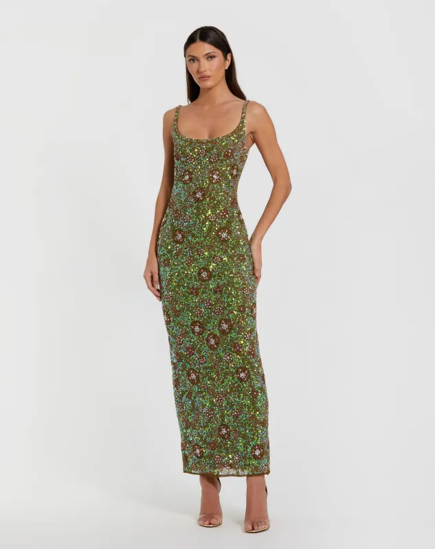 Sleeveless Hand Embellished Floral Maxi Dress sold by Mac Duggal