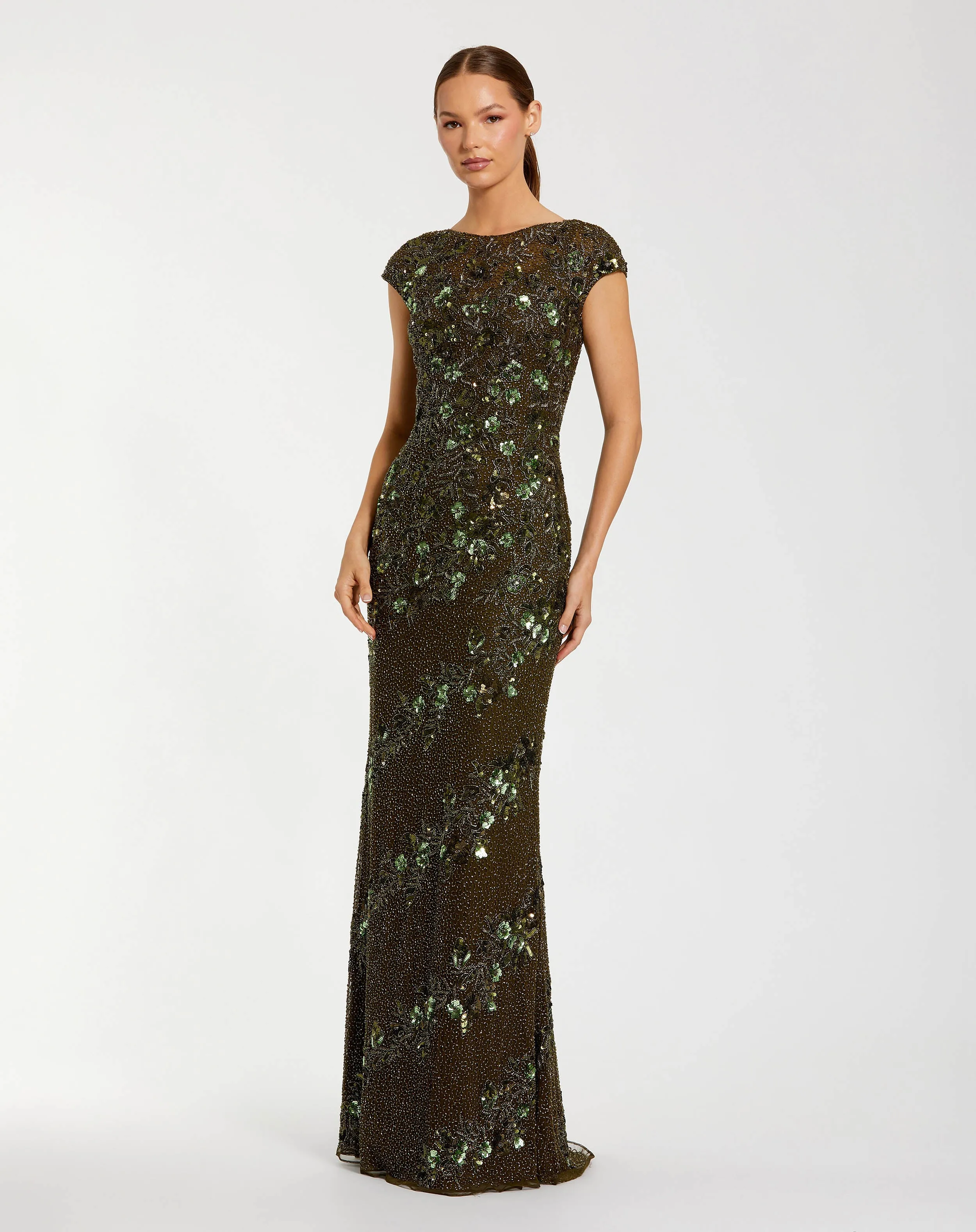Floral Embellished Cap Sleeve Column Gown sold by Mac Duggal product image thumbnail 2