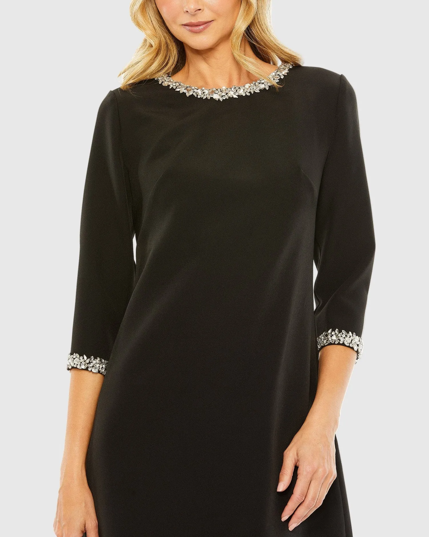 Black Embellished Crepe Cocktail Dress sold by Mac Duggal product image thumbnail 2