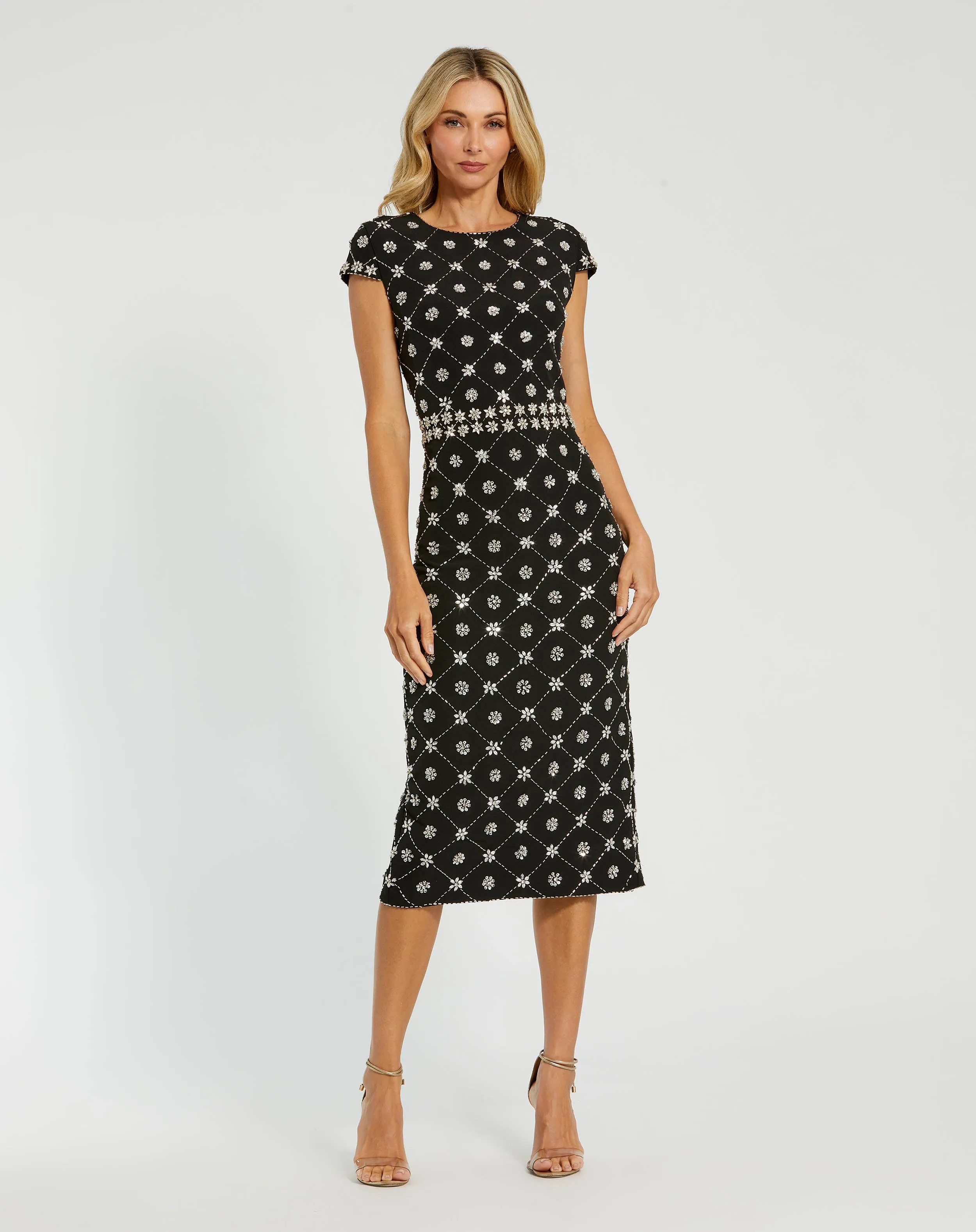 Hand Embellished High Neck Midi Dress sold by Mac Duggal