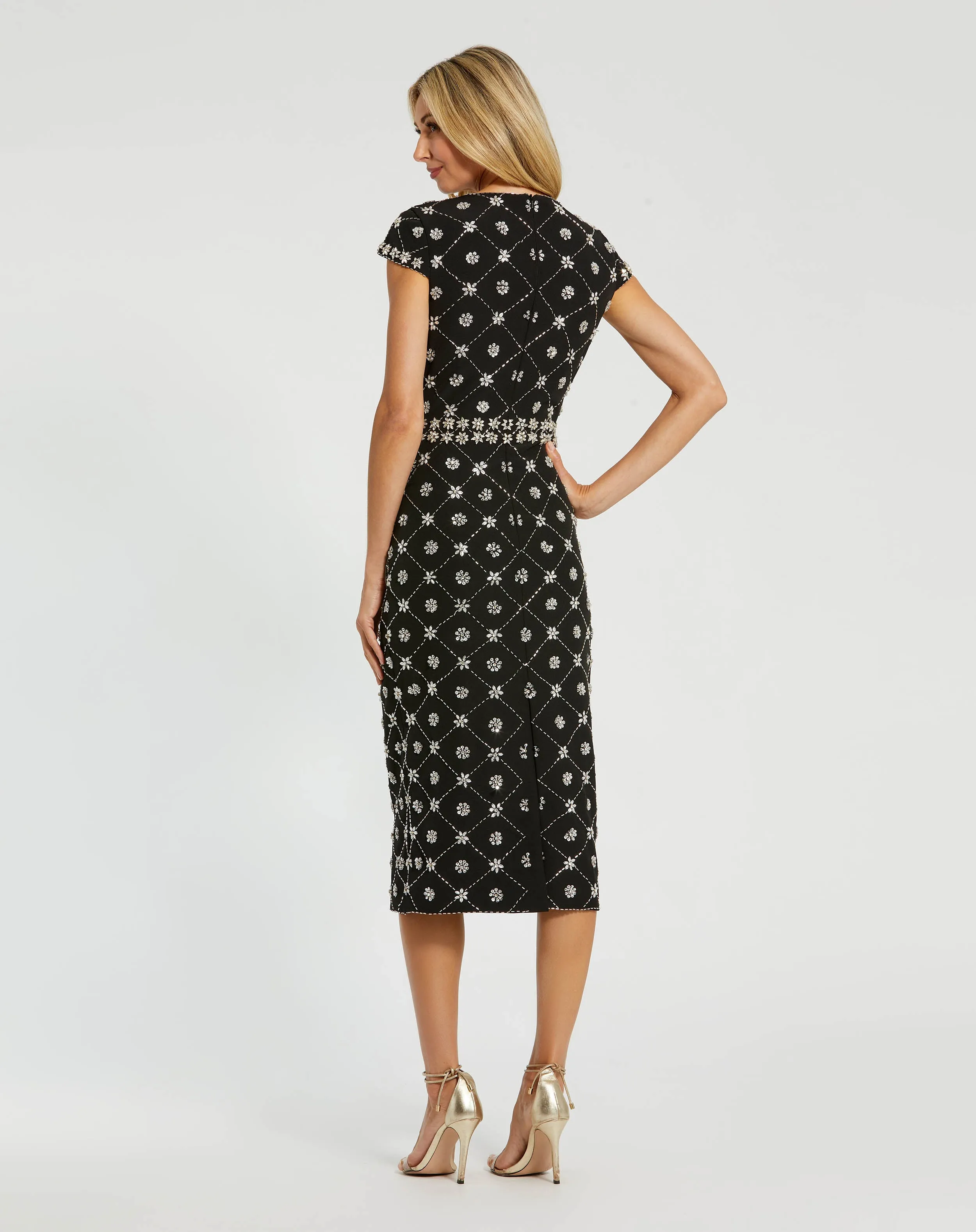 Black Hand Embellished High Neck Midi Dress sold by Mac Duggal product image thumbnail 3