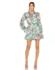 Green Floral High Neck Ruffle Sleeve Mini Dress sold by Mac Duggal