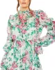 Green Floral High Neck Ruffle Sleeve Mini Dress sold by Mac Duggal