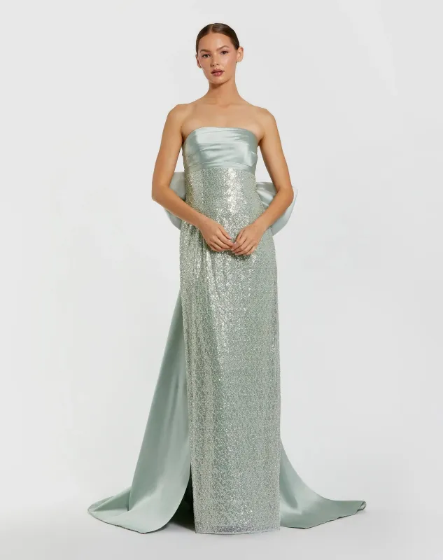 Strapless Embellished Gown With Back Bow Detail sold by Mac Duggal