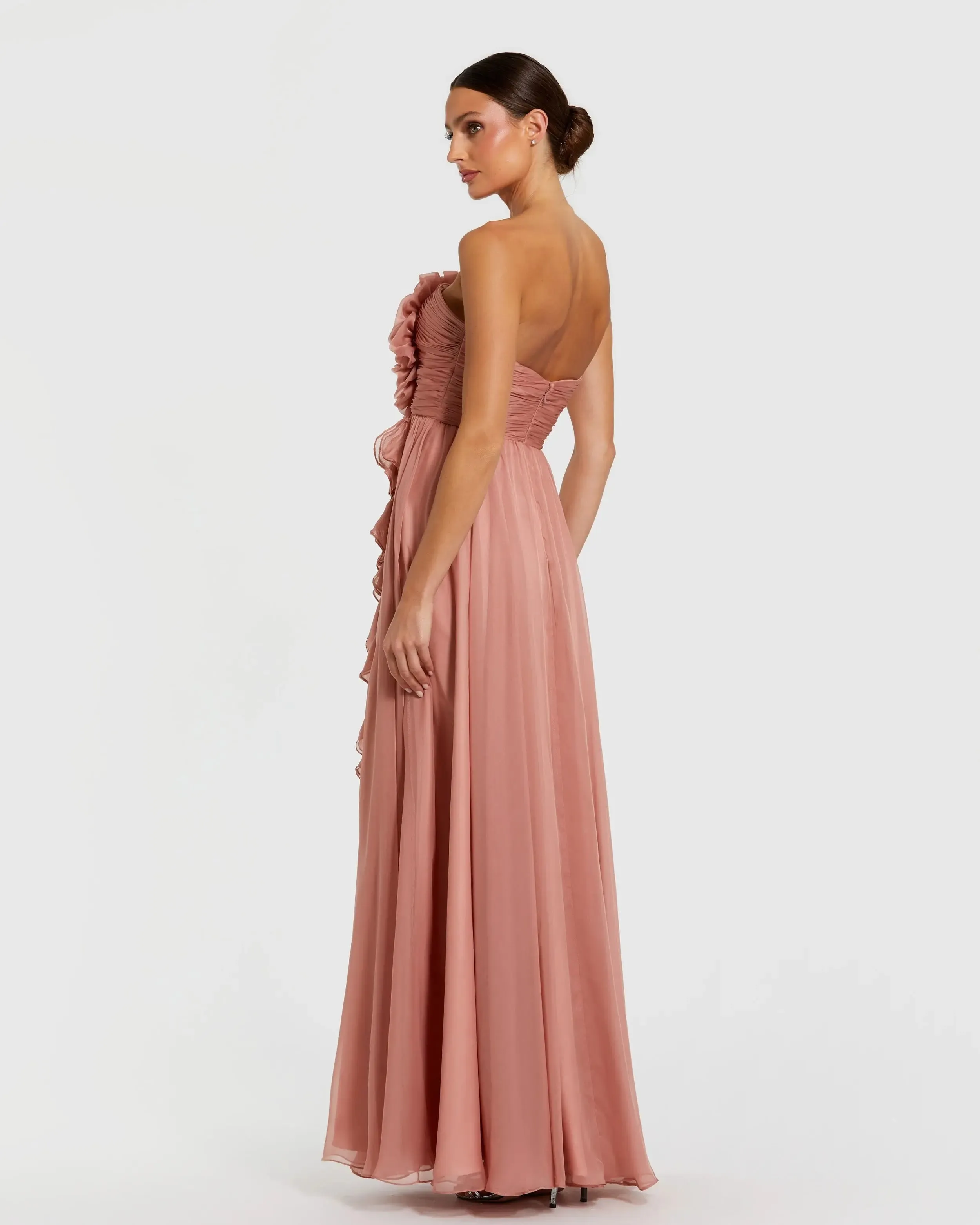 Pink Strapless Chiffon Gown With Oversized 3D Flower sold by Mac Duggal product image thumbnail 3