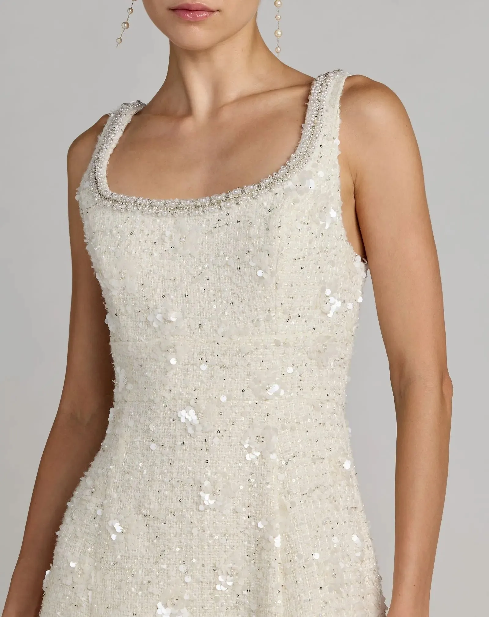 Ivory Embellished Boucle Midi Dress sold by Mac Duggal product image thumbnail 2