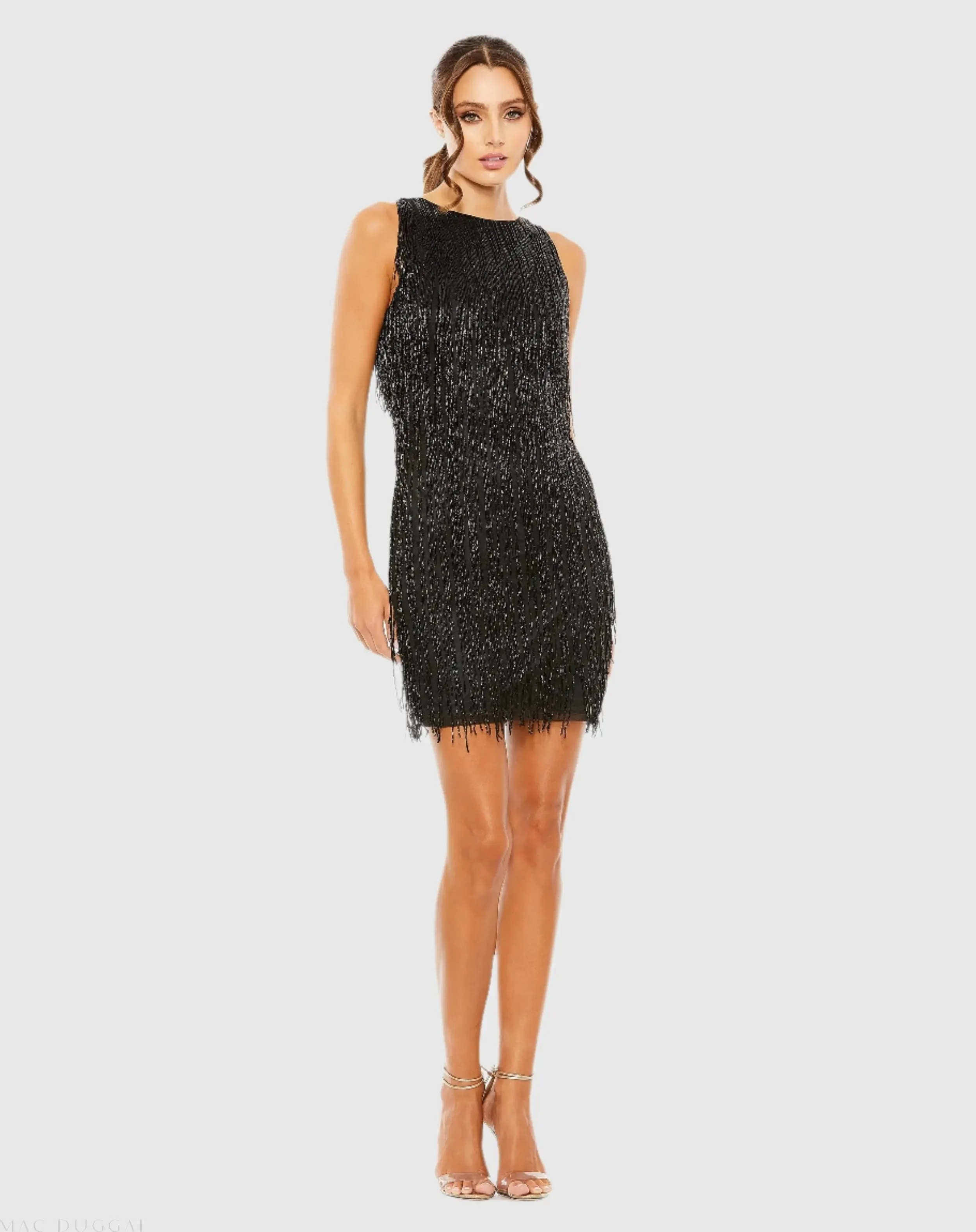Beaded Fringe Mini Dress sold by Mac Duggal