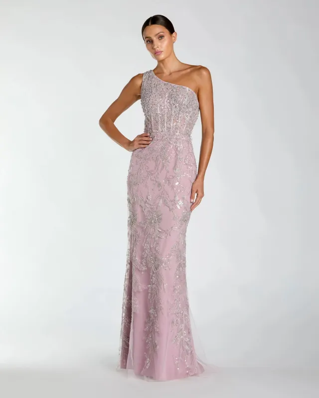 One Shoulder Hand Embellished Evening Gown sold by Mac Duggal