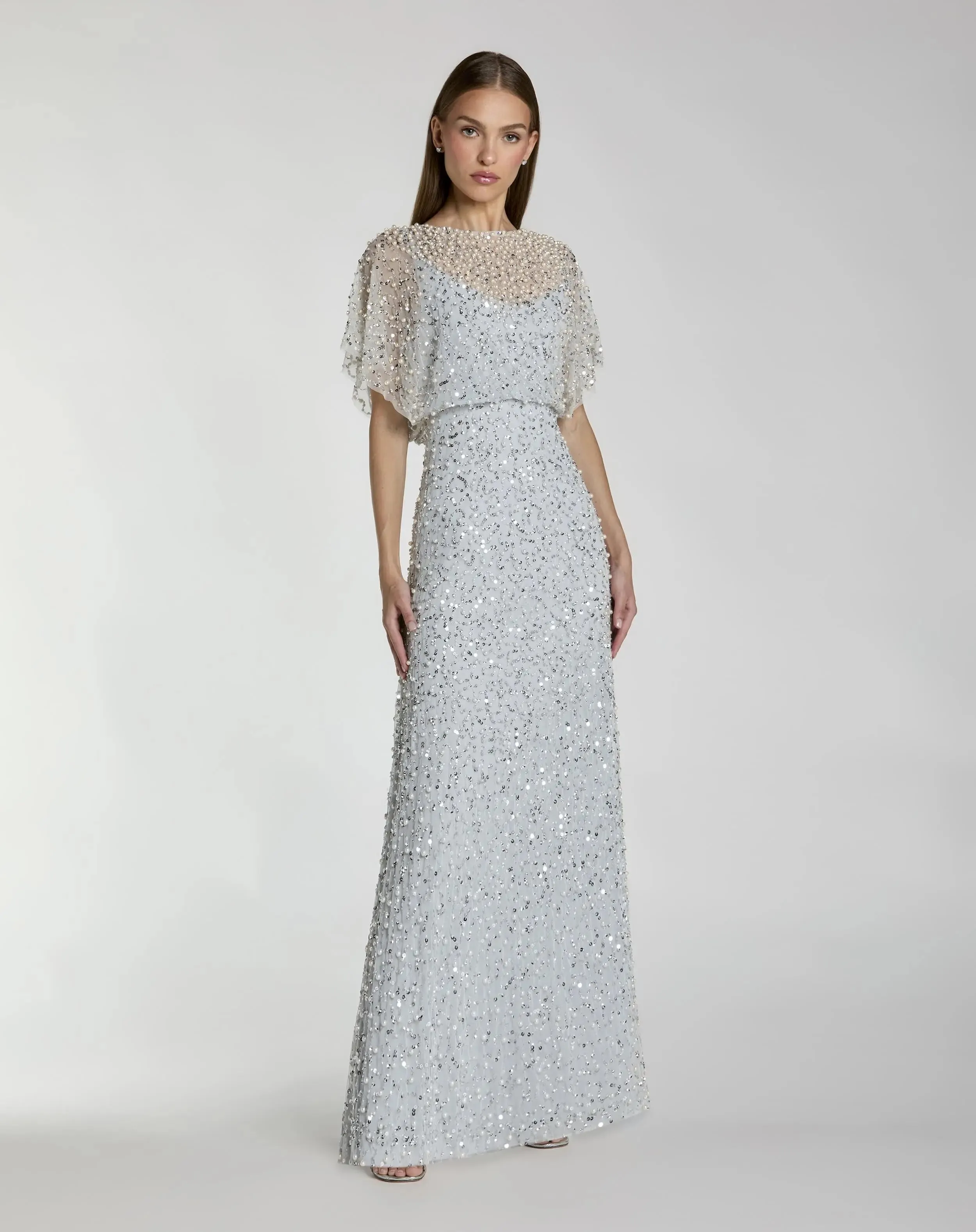 High Neck Short Sleeve Embellished Gown sold by Mac Duggal product image thumbnail 2