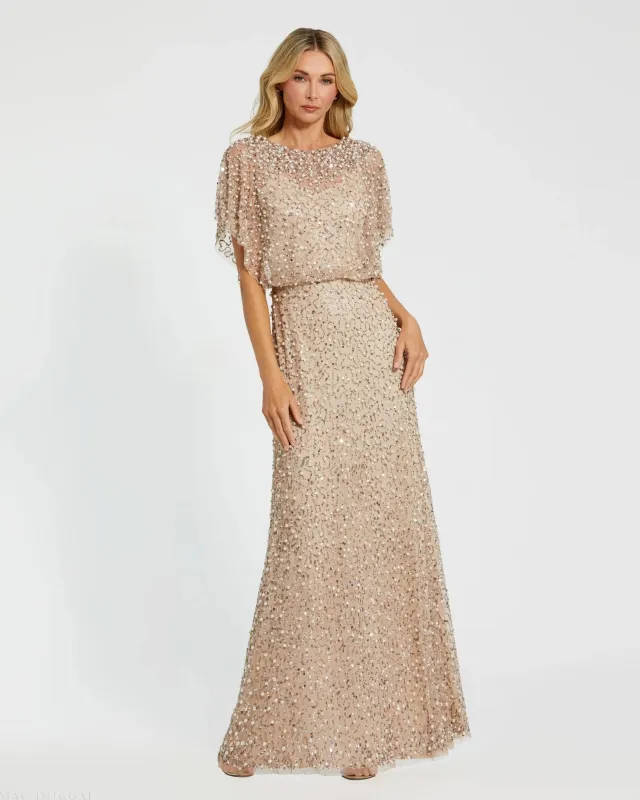 High Neck Short Sleeve Embellished Gown sold by Mac Duggal