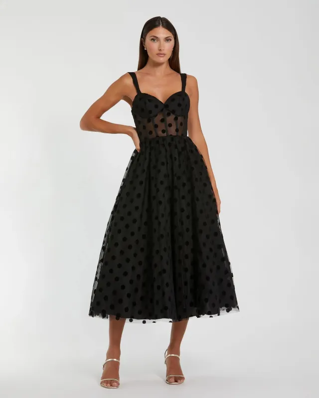 Polka Dot Tulle A-Line Midi Dress sold by Mac Duggal