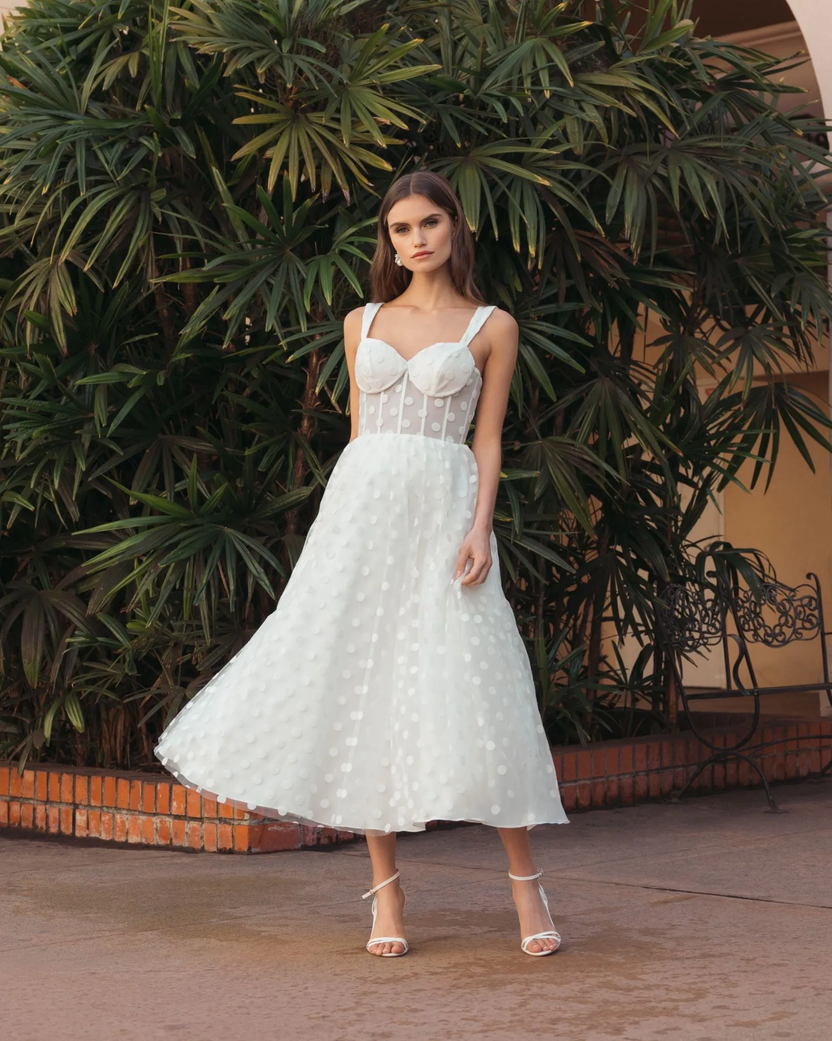 White Polka Dot Tulle A-Line Midi Dress sold by Mac Duggal product image thumbnail 4