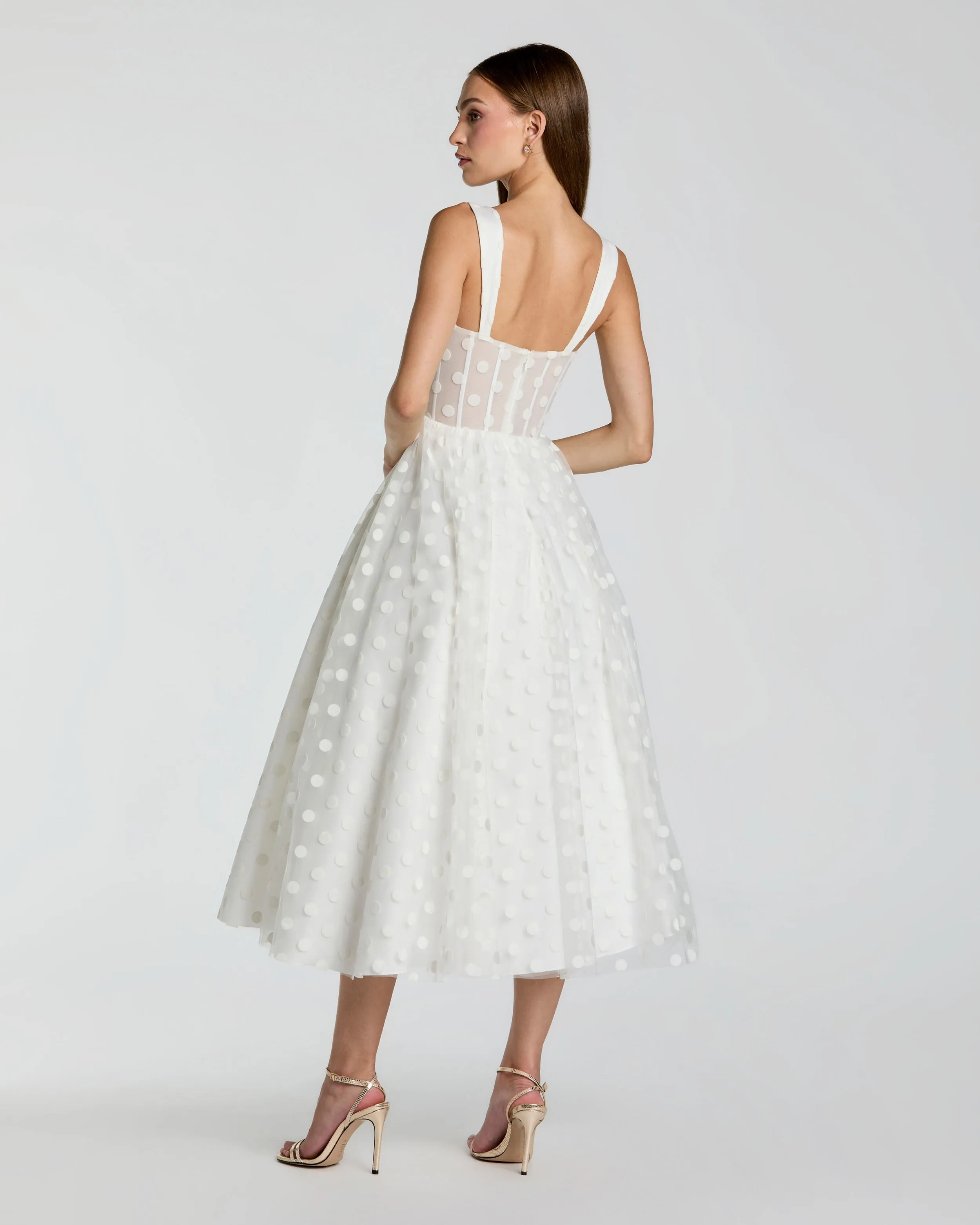 White Polka Dot Tulle A-Line Midi Dress sold by Mac Duggal product image thumbnail 3