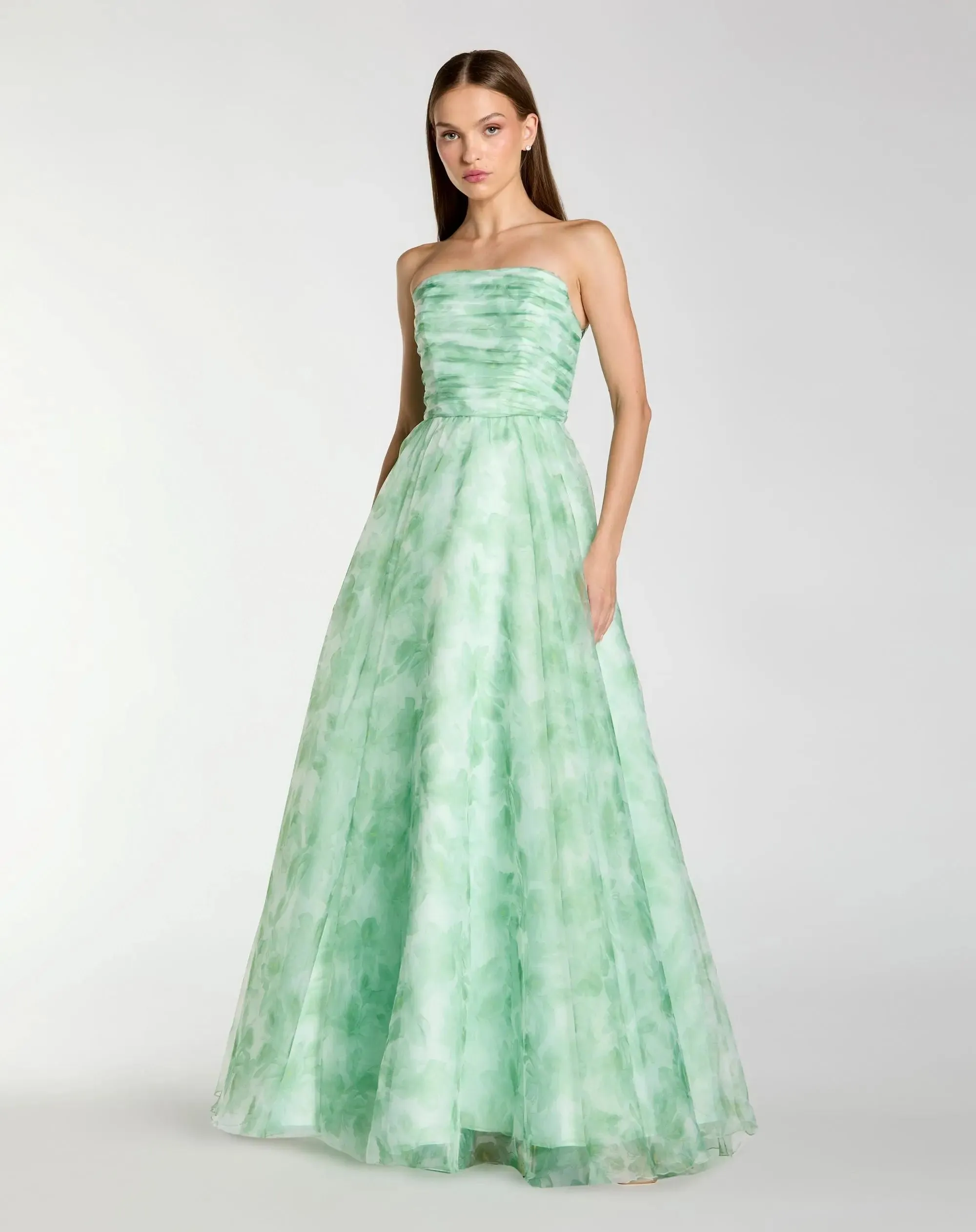 Strapless Floral Chiffon Gown with Ruched Detail sold by Mac Duggal product image thumbnail 2